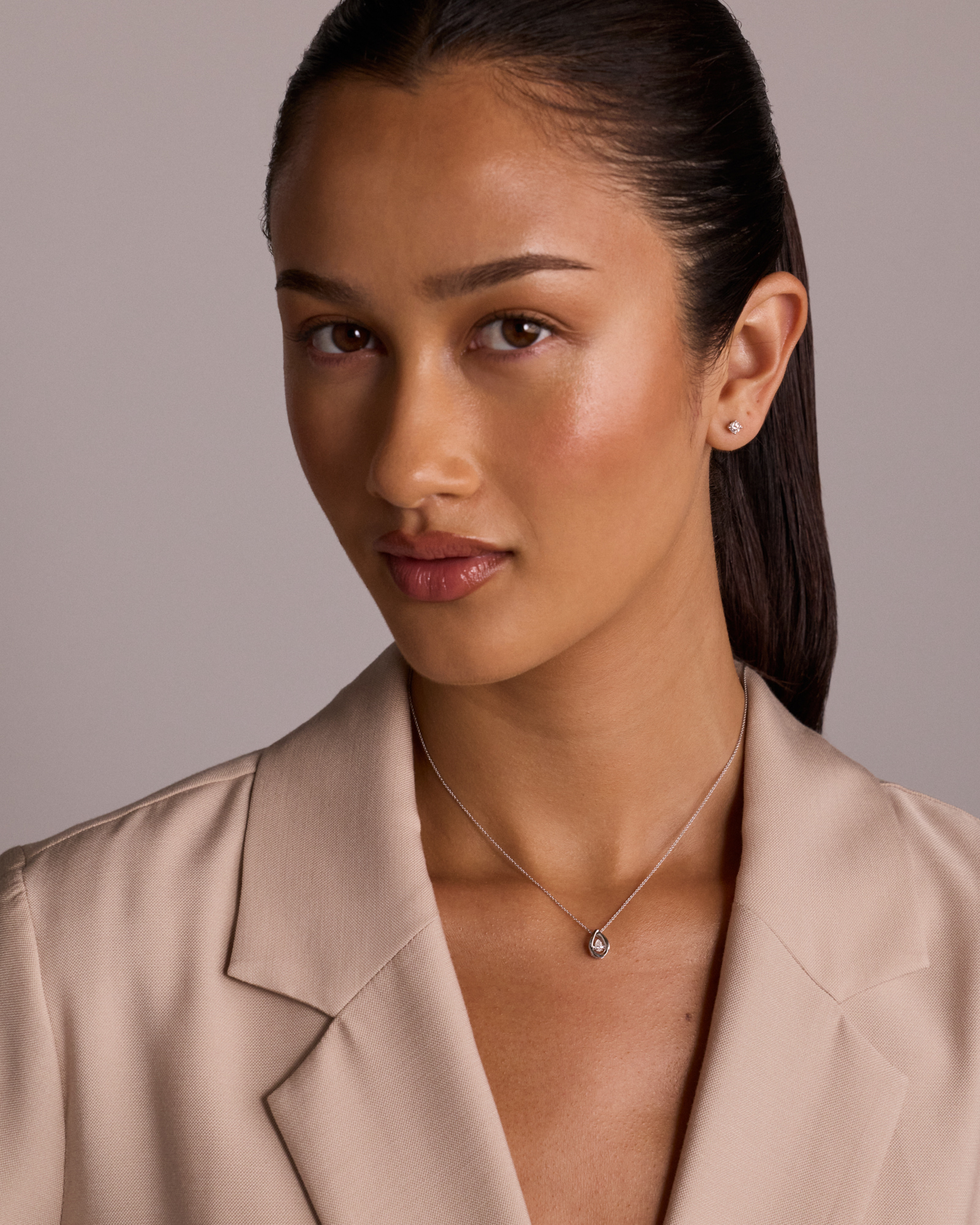 Lume Lab Pear Pendant with 0.10 Carat TW of Laboratory-Grown Diamond in Sterling Silver