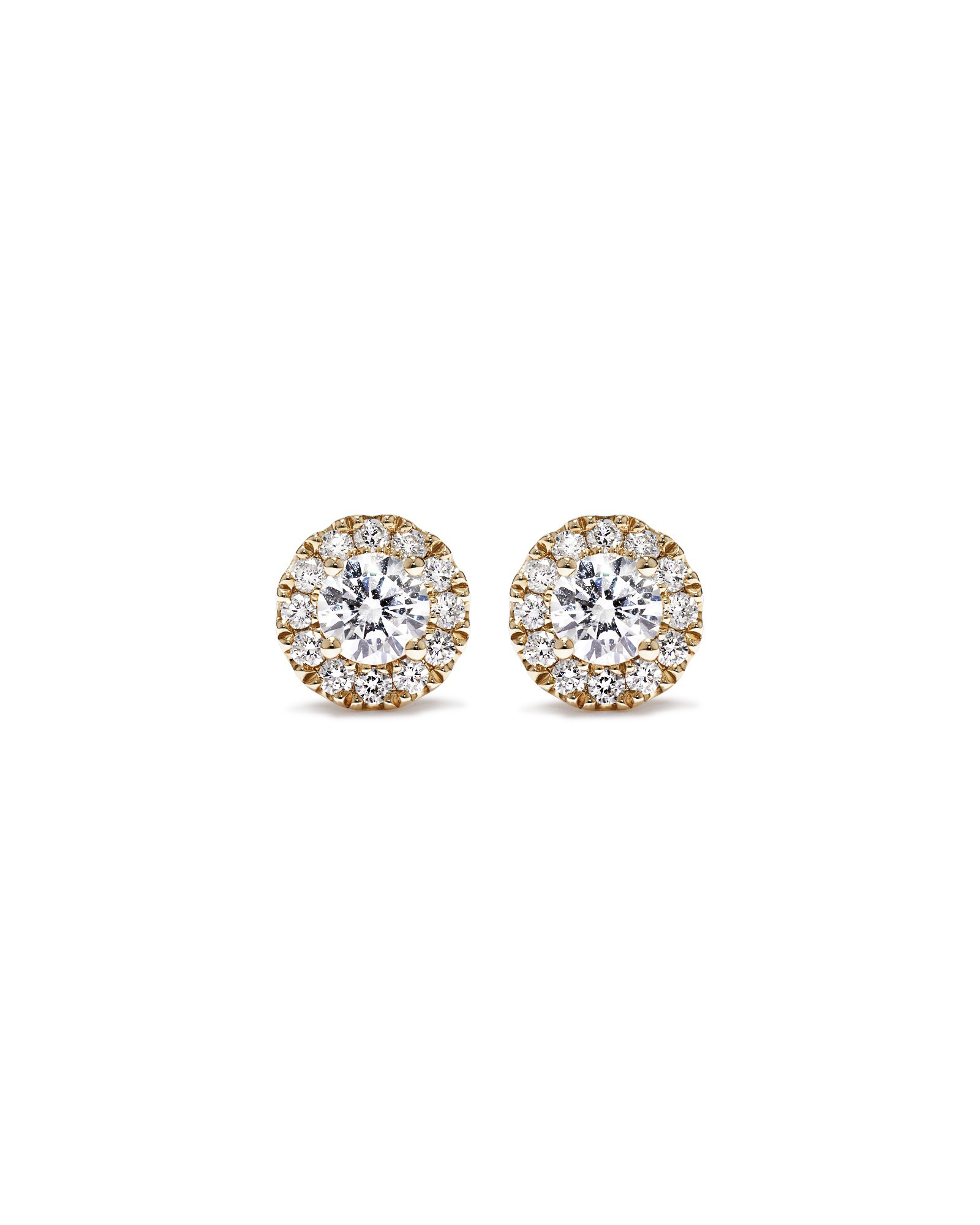 0.50 Carat TW Round Brilliant Laboratory-Grown Diamond Halo Stud Earrings in 10kt Yellow Gold