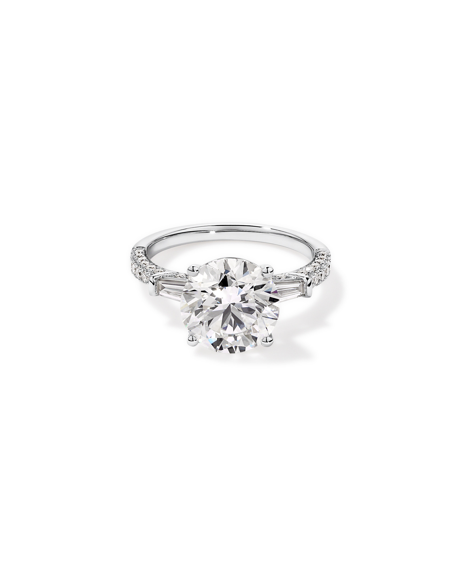4.59 Carat TW Round Brilliant & Baguette Laboratory-Grown Diamond Engagement Ring 18kt White Gold