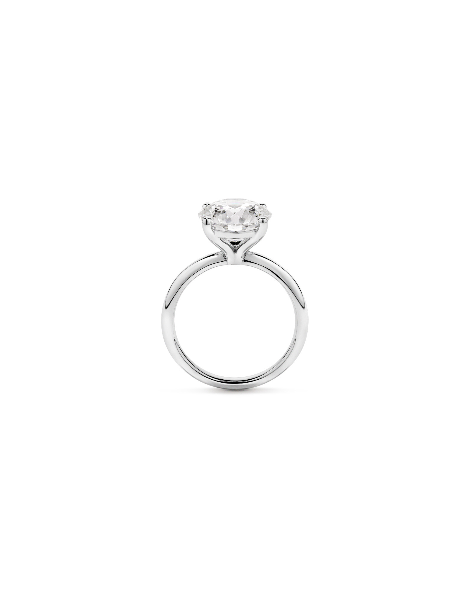 4,00 Carats Poids Total Bague De Fiançailles Solitaire En Diamant Rond Brillant Cultivé Laboratoire, Platine