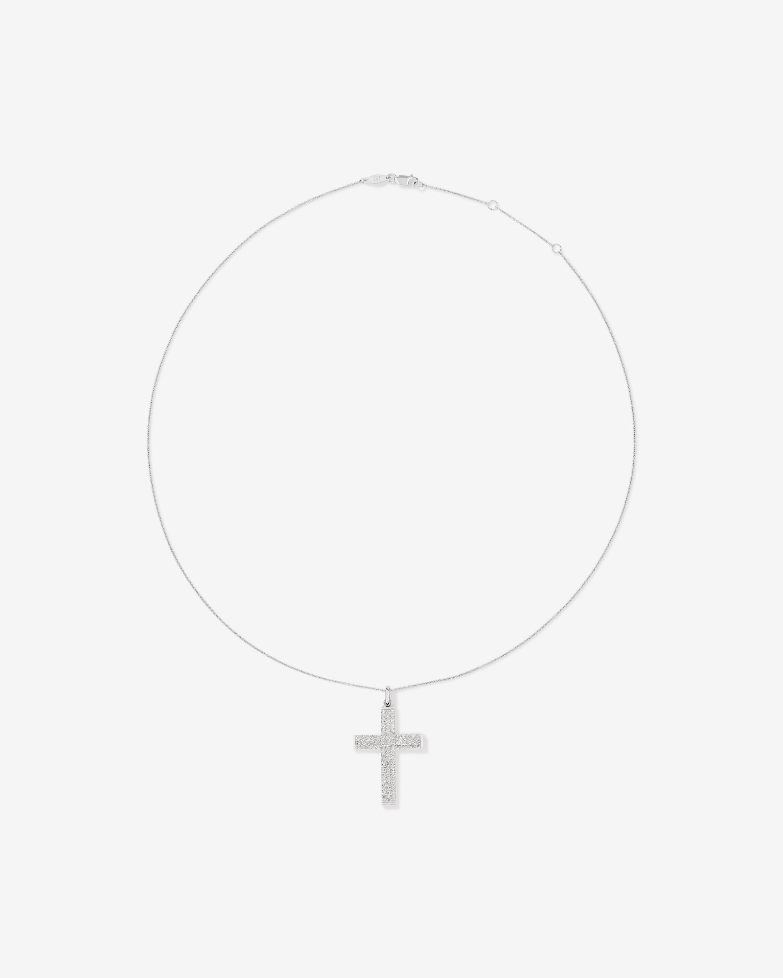 Cubic Zirconia Puff Cross Pendant Necklace in Sterling Silver