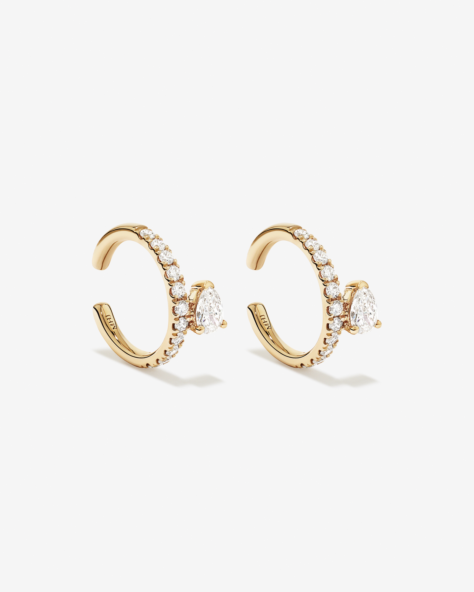Conque d’oreille diamantée TW de 0,19 carat cultivée en laboratoire en or jaune 10 kt