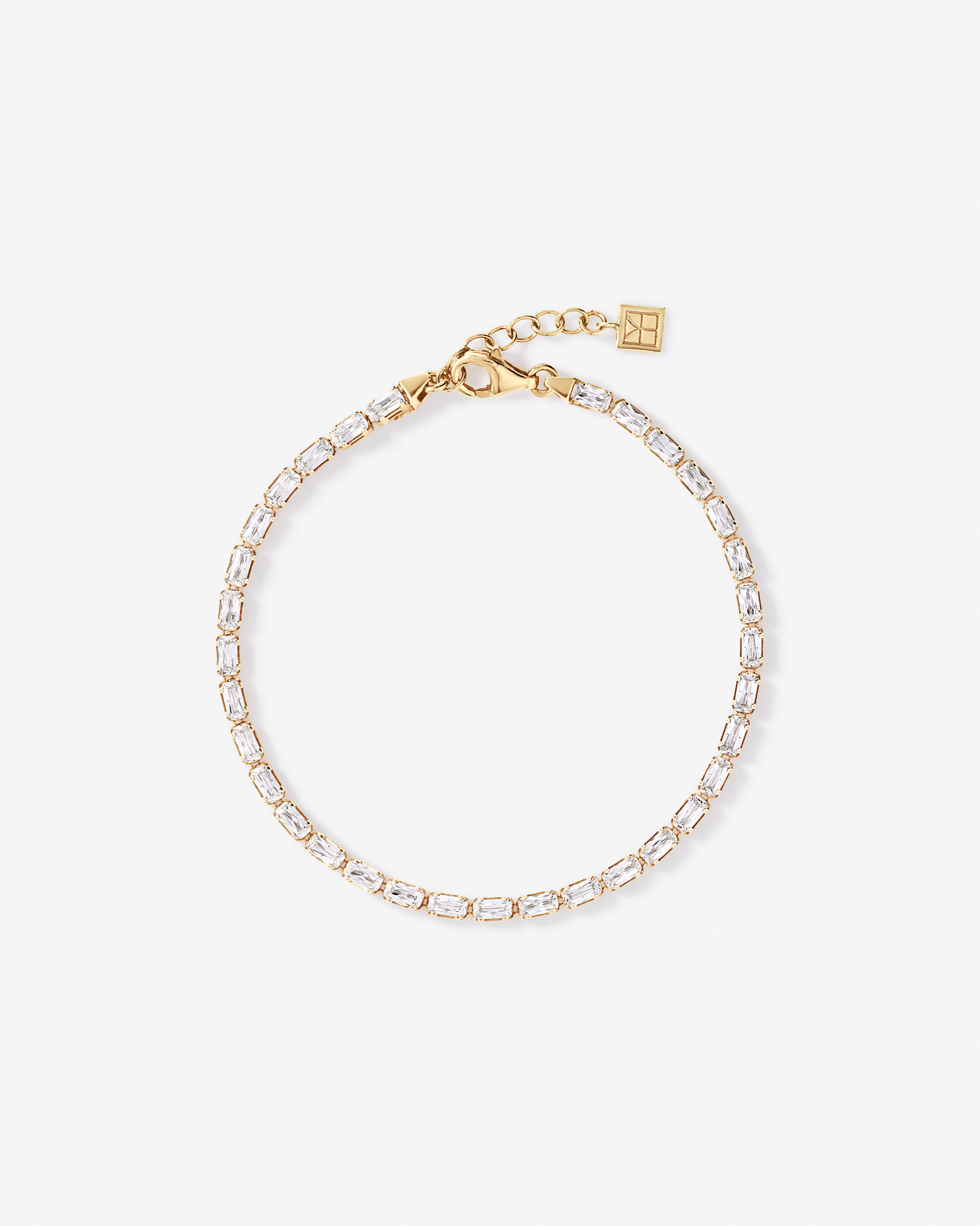 19cm (7.5") Baguette Cubic Zirconia Tennis Bracelet in 18kt Yellow Gold Vermeil
