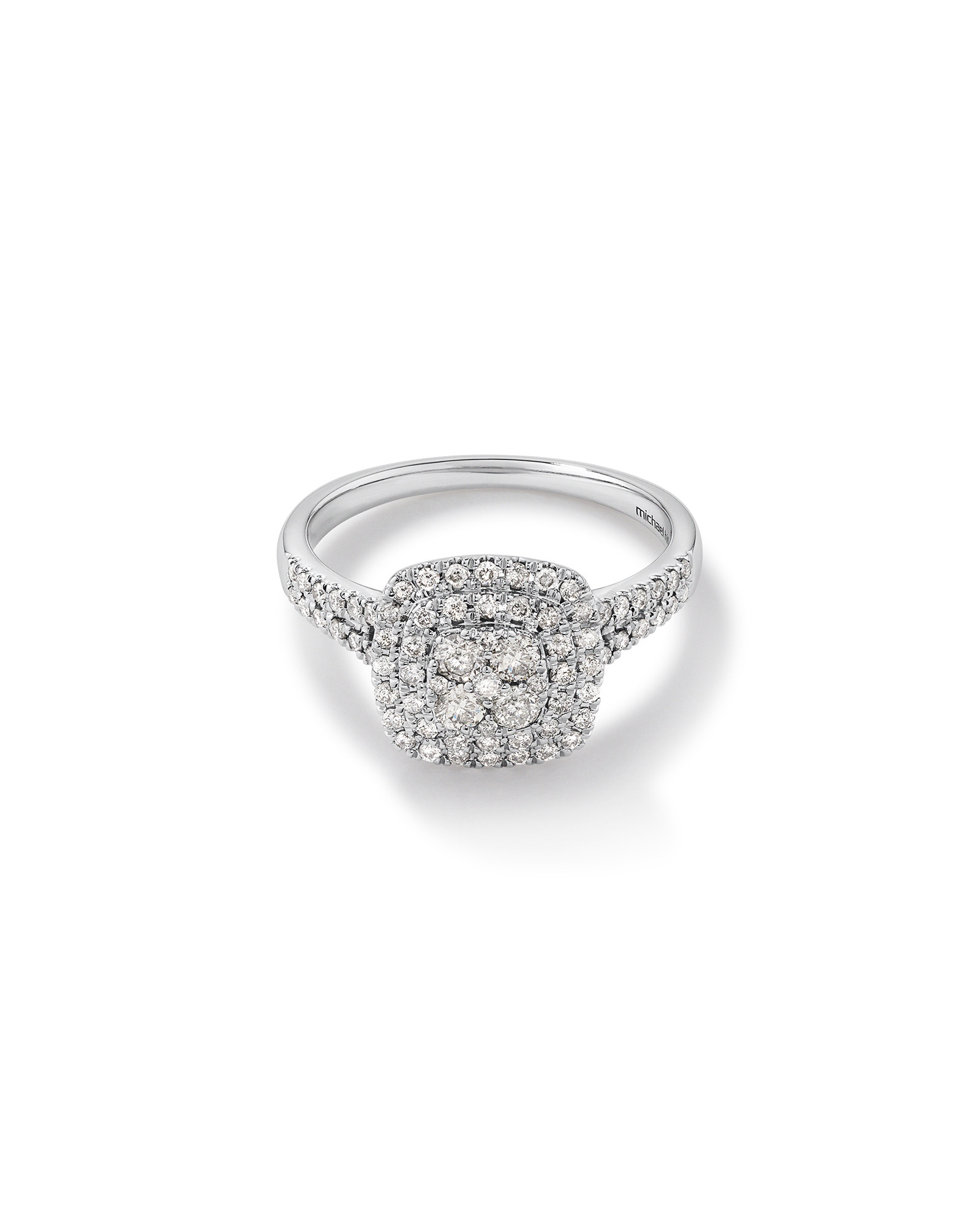 0.65 Carat TW Cushion Cluster Halo Diamond Ring in 10kt Gold