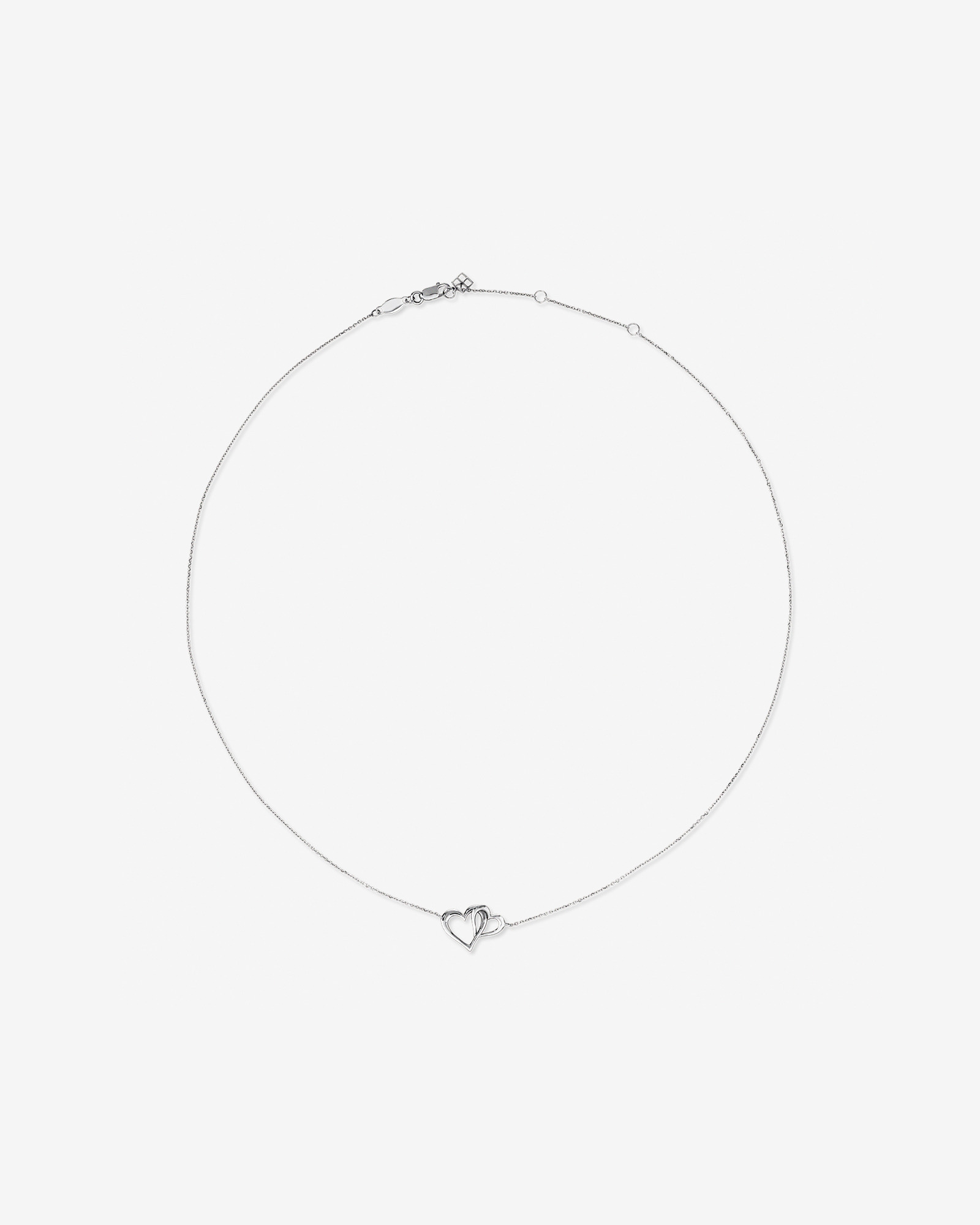 Collier Double Coeur Ouvert en Argent Sterling