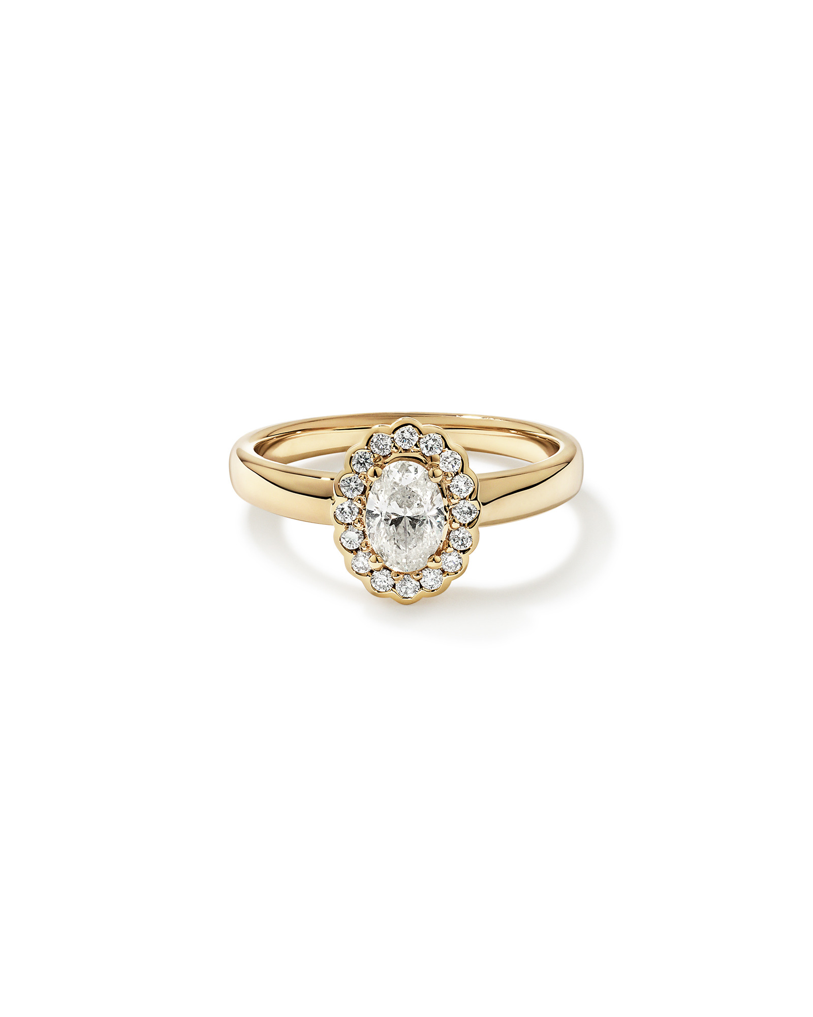 Carat TW Oval Diamond Floral Halo Ring 14kt Yellow Gold