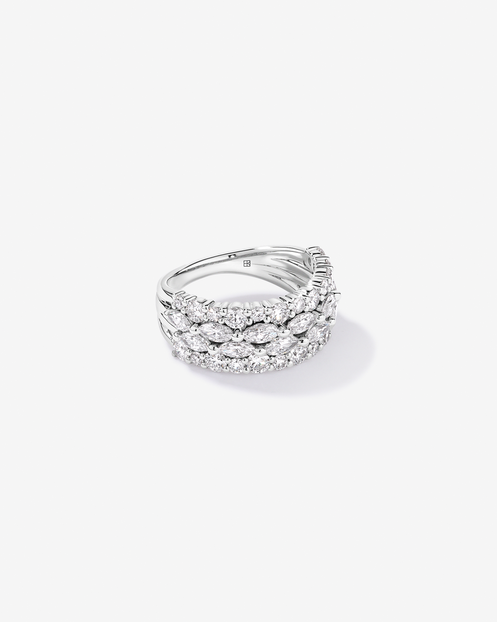 2.46 Carat TW Laboratory-Grown Marquise and Round Brilliant Diamond Ring 10kt White Gold
