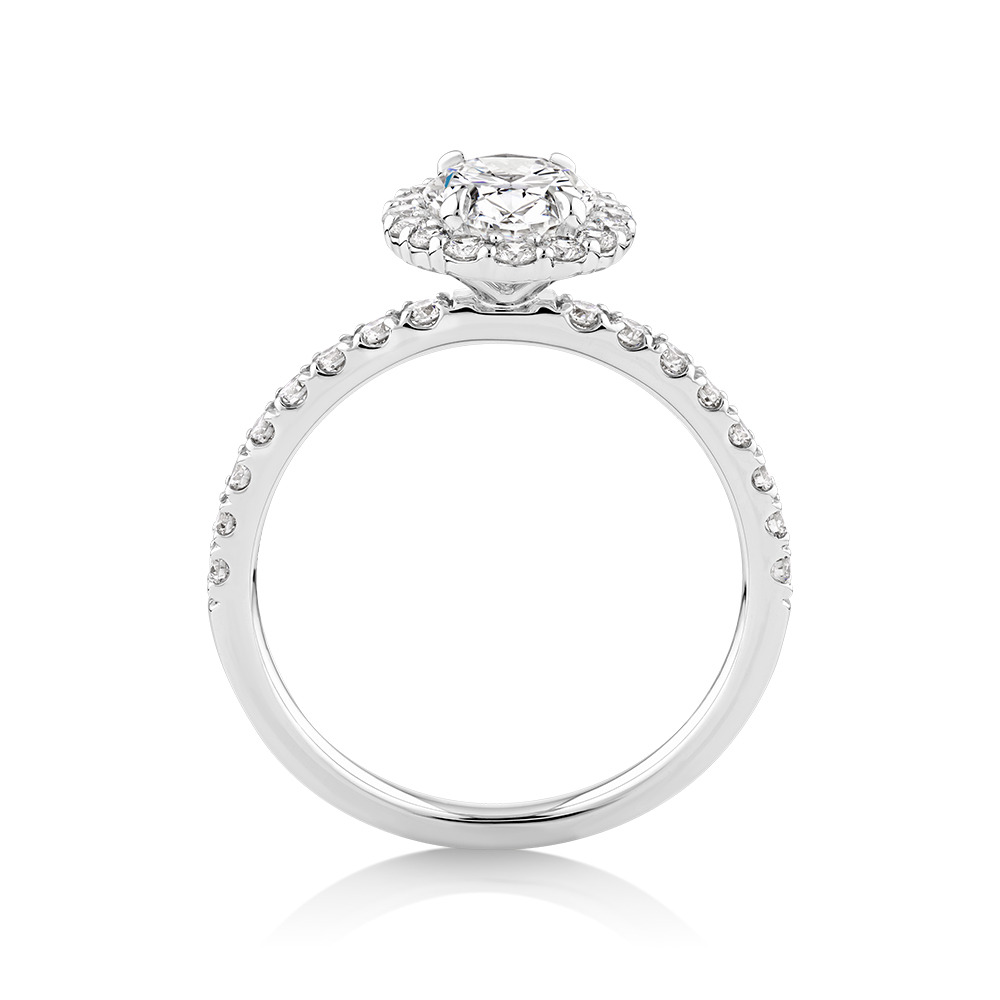 Bague Halo avec 1,78 Carat TW de Diamants de Laboratoire en Or Blanc 14kt