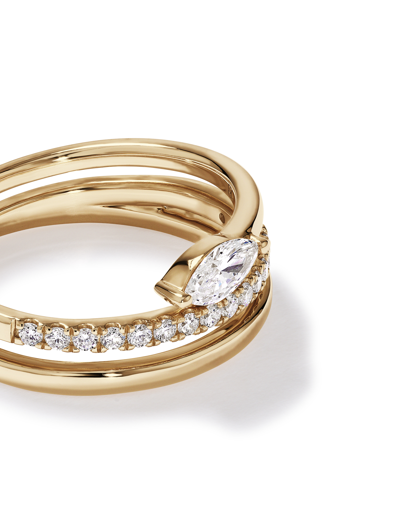 0.43 Carat TW Round Brilliant and Marquise Cut Laboratory-Grown Diamond Bypass Ring 10kt Yellow Gold