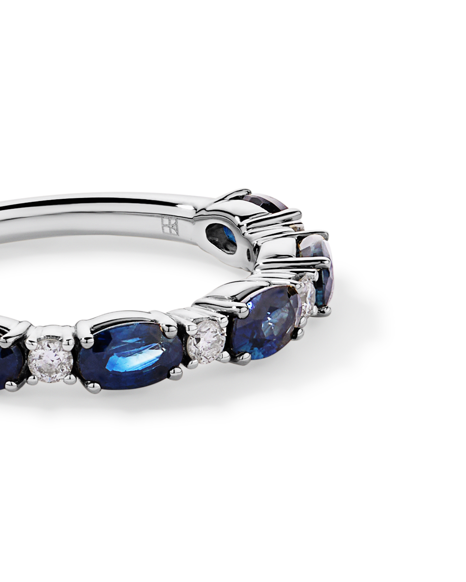 Australian Sapphire & 0.12 Carat TW Diamond Alternating Ring 10kt Gold