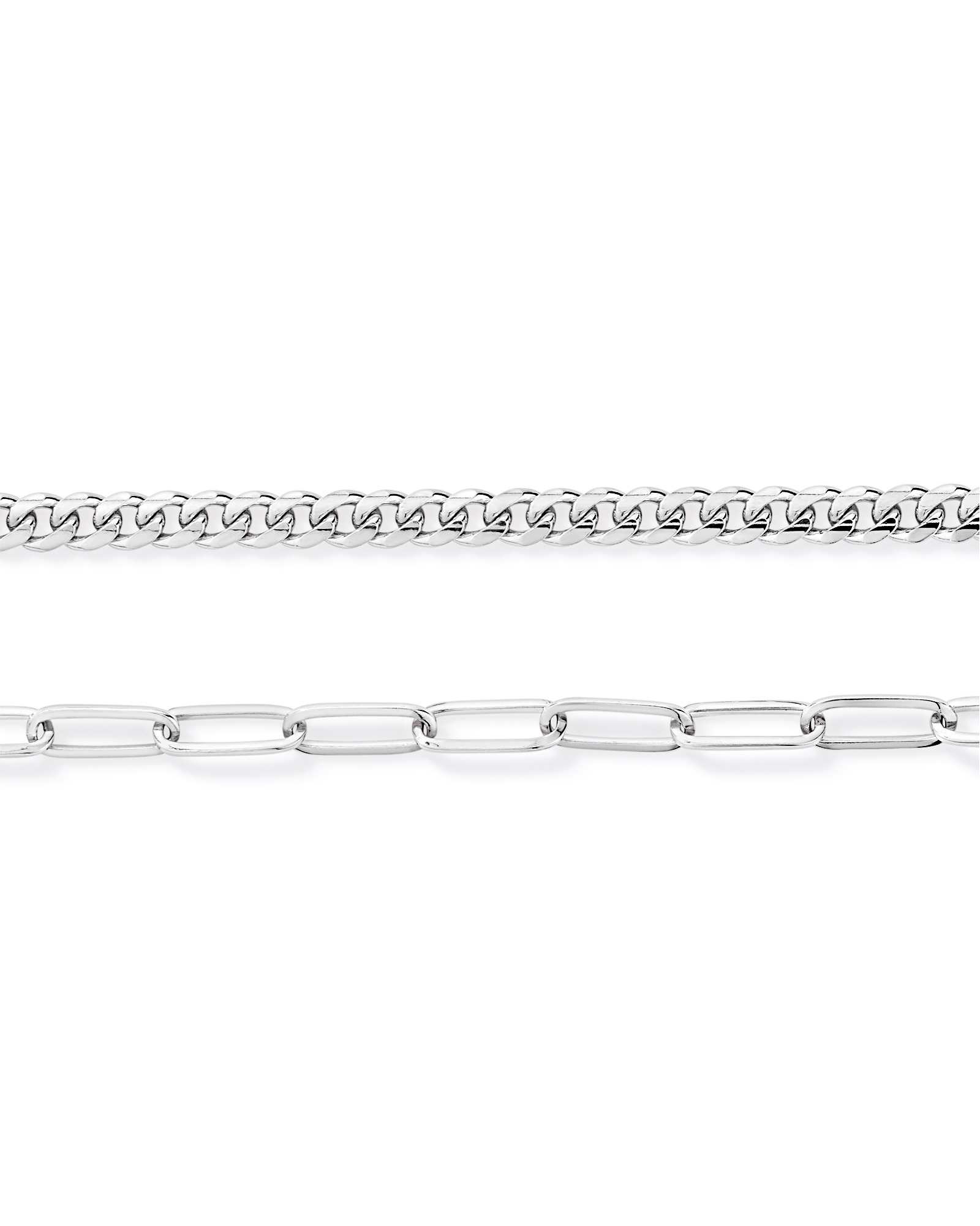 Trombone et collier en maillon de curb en argent sterling