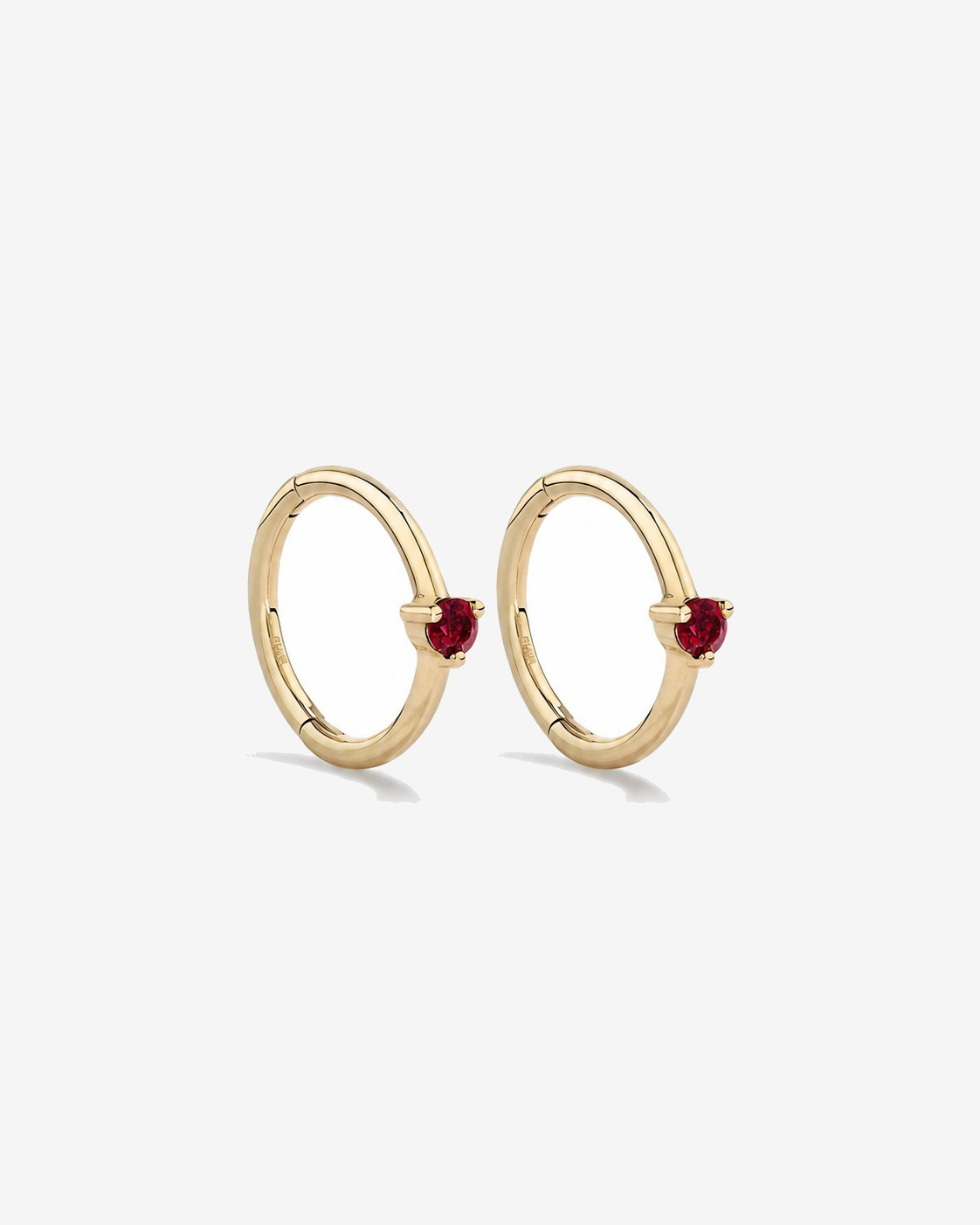 10mm Ruby Accent Sleepers in 10kt Yellow Gold