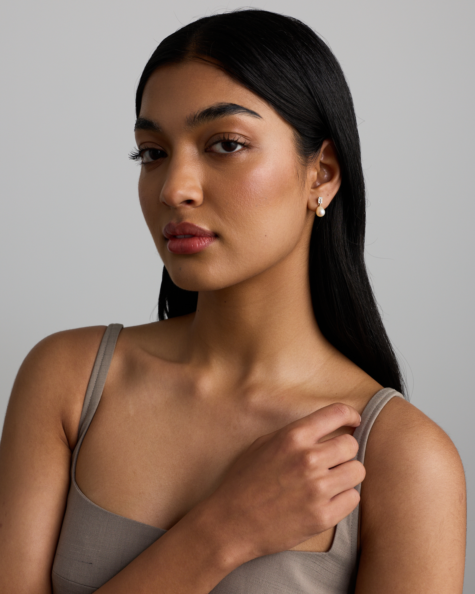 Multi-Wear Aquamarine and Cultured Freshwater Pearl Drop Stud Earrings in 10kt Yellow Gold