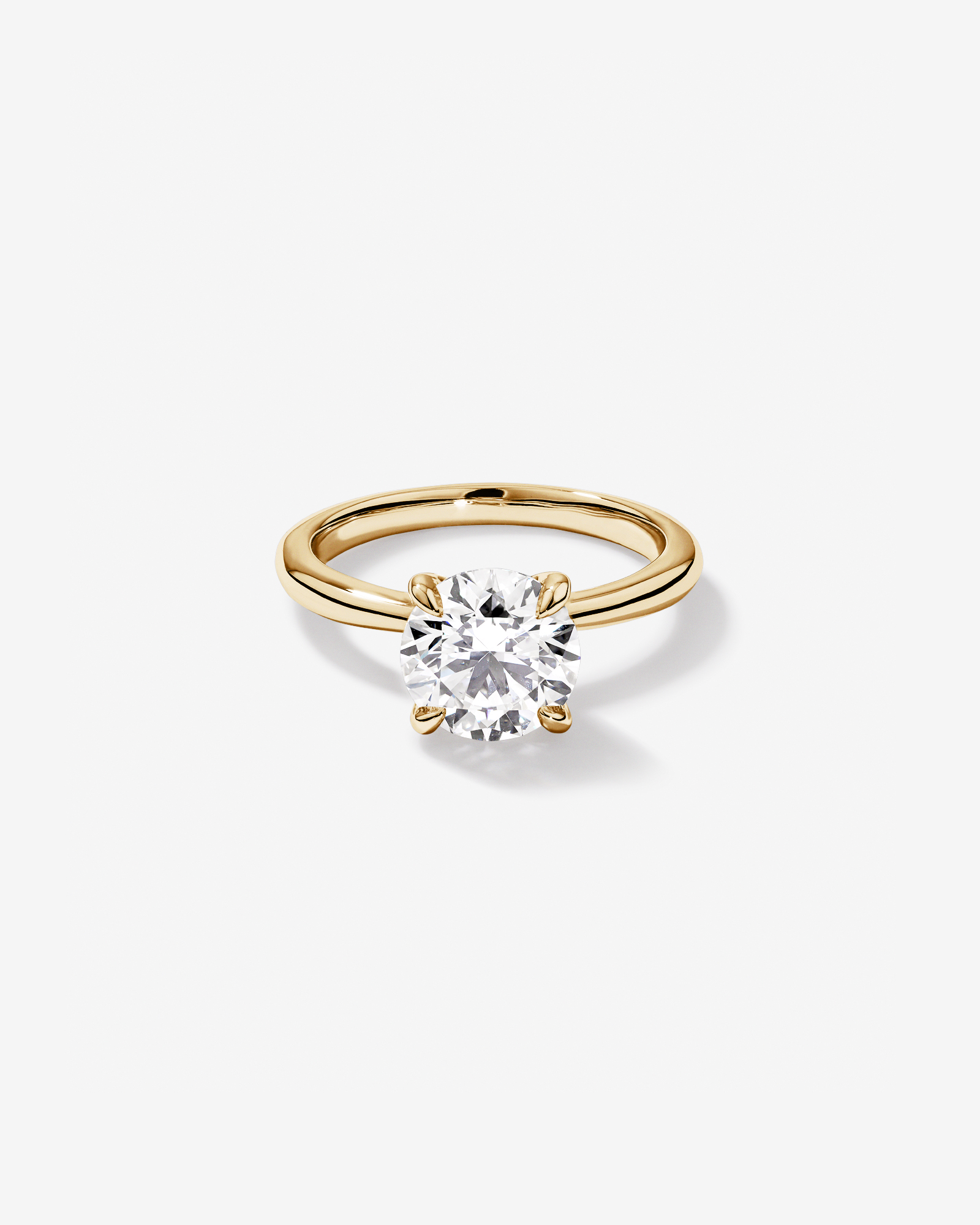 Bague solitaire en or jaune 14 carats sertie d'un diamant rond brillant de 2,25 carats, cultivé en laboratoire
