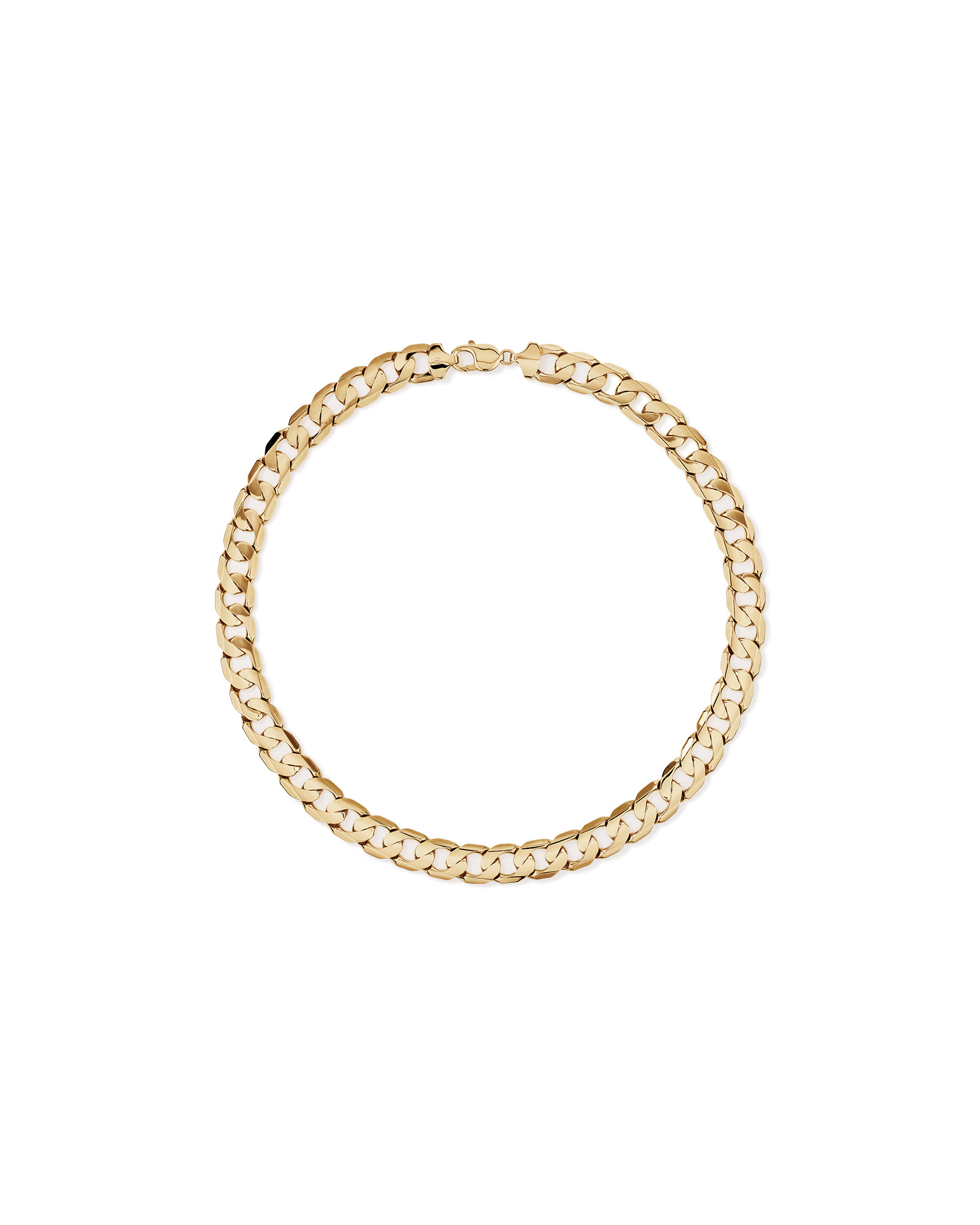 55cm (22") 13mm Width Solid Flat Bevelled Curb Chain in 10kt Yellow Gold