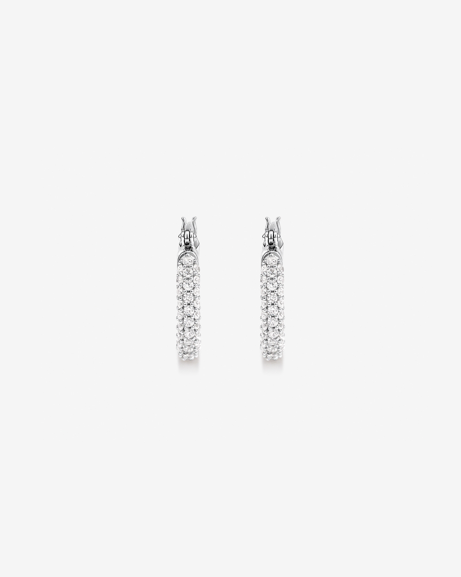 Pavé Cubic Zirconia Small Hoop Earrings in Sterling Silver