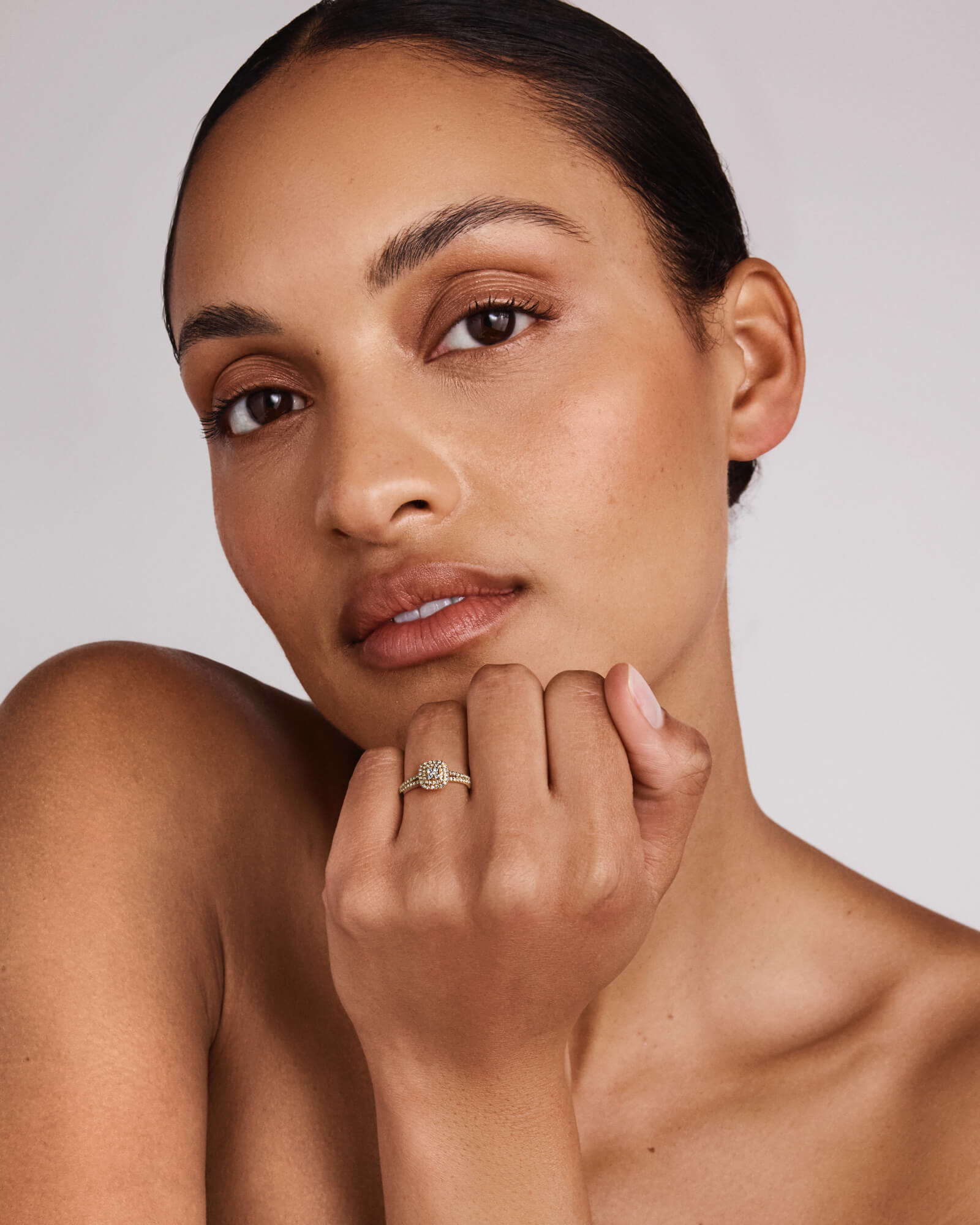 0.30 Carat TW Cushion Shaped Cluster Halo Diamond Ring in 10kt Yellow Gold