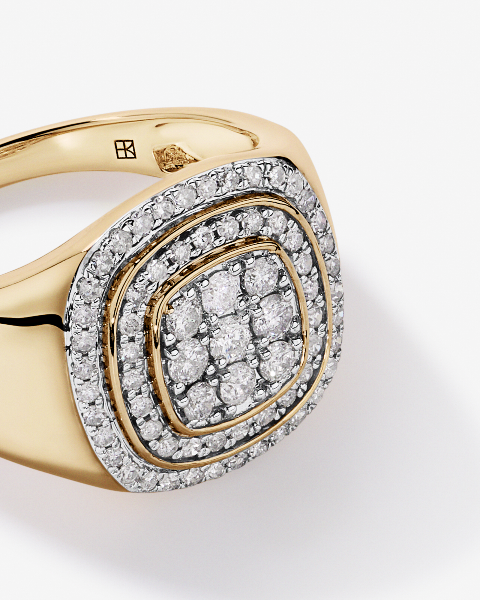 0.75 Carat TW Men’s Diamond Cluster Ring 10kt Yellow Gold