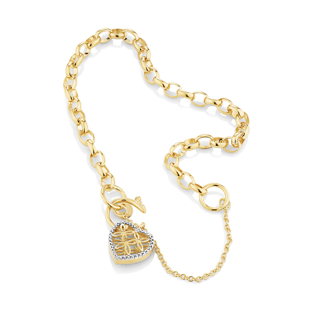 Bracelet belcher de 19 cm en or jaune 10 K avec diamants