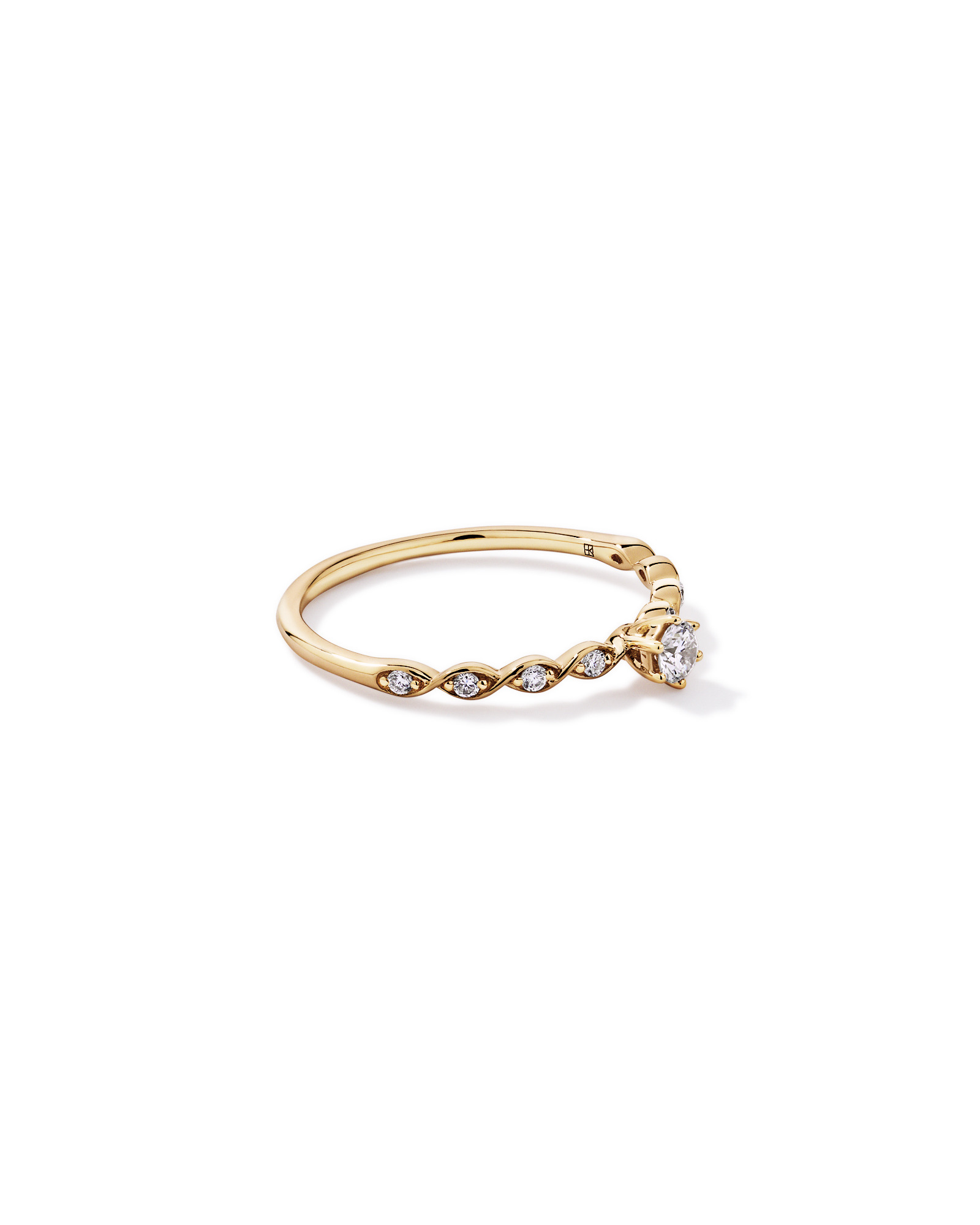 Bague de promesse en or jaune 10 carats avec diamant rond brillant laboratoire (poids total 0,17 carat)