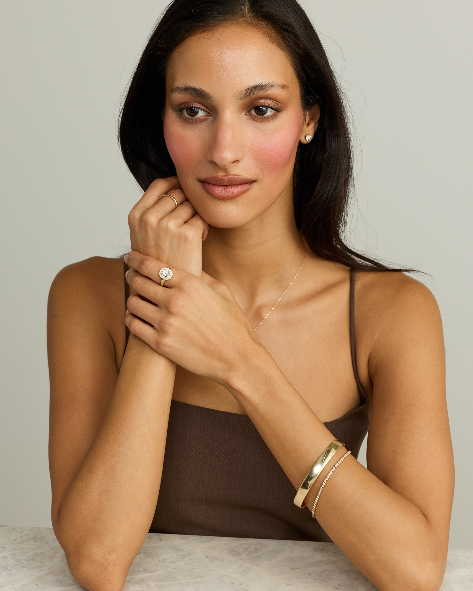 Améthyste verte & 0,20TW de bague Halo en diamant or jaune 10 carats