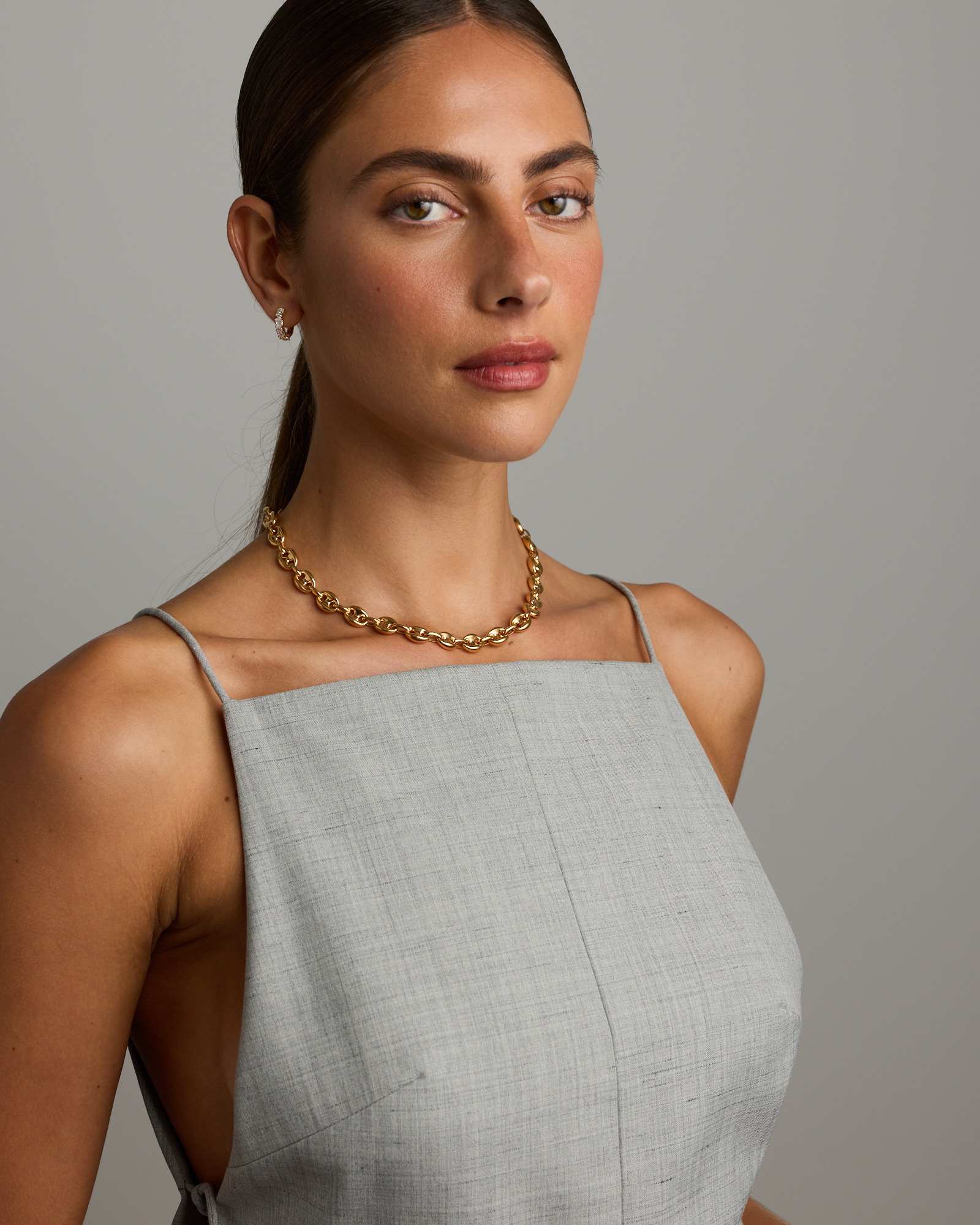 Puff Anchor Chain Necklace in 18kt Gold Vermeil