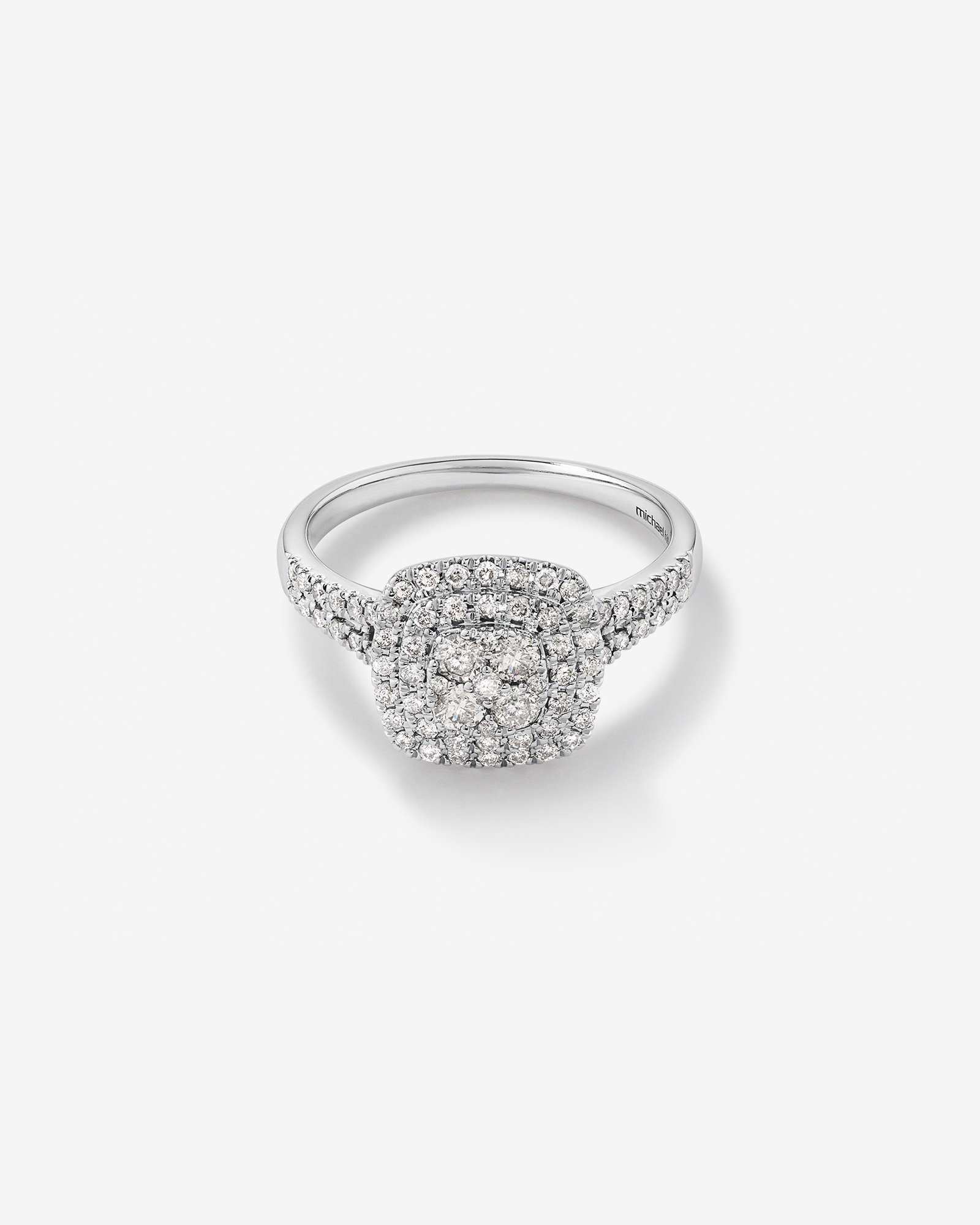0.65 Carat TW Cushion Shaped Cluster Halo Diamond Ring in 10kt Gold