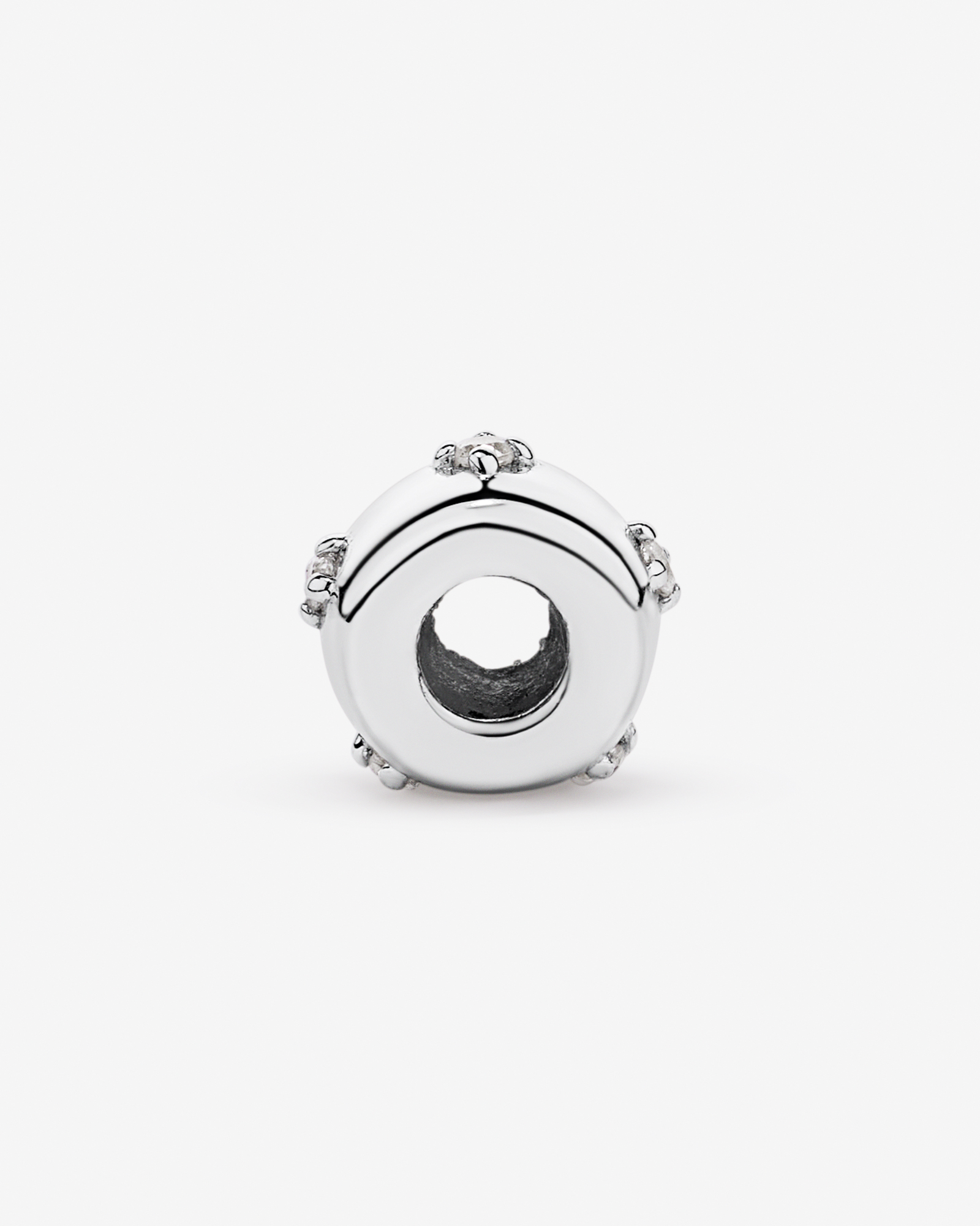 Dome Pendant Spacer with Cubic Zirconia in Sterling Silver