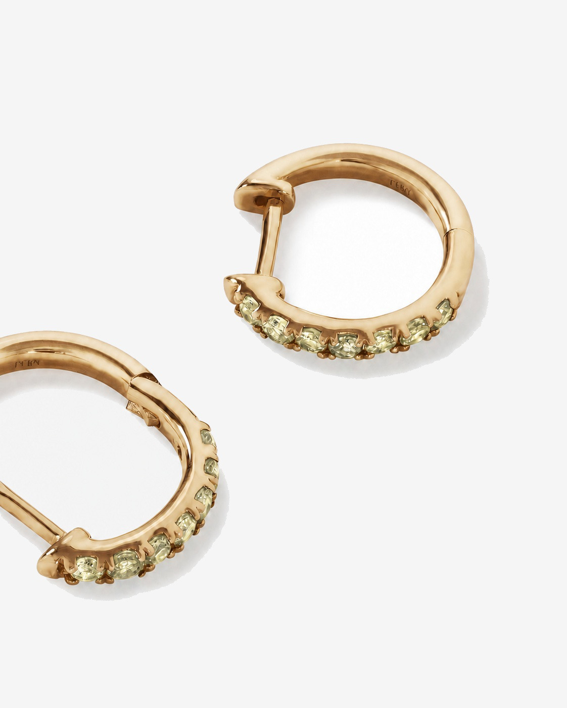 Peridot Huggie Hoop Earrings in 10kt Yellow Gold
