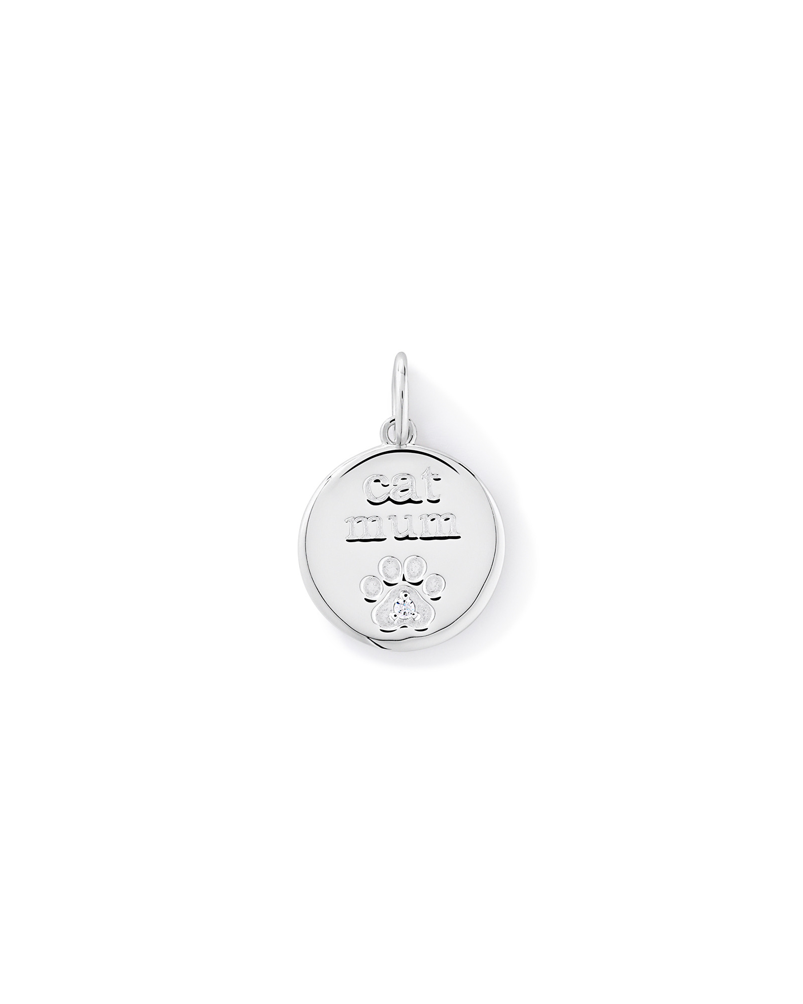 Cat Mum Cubic Zirconia Pendant in Sterling Silver
