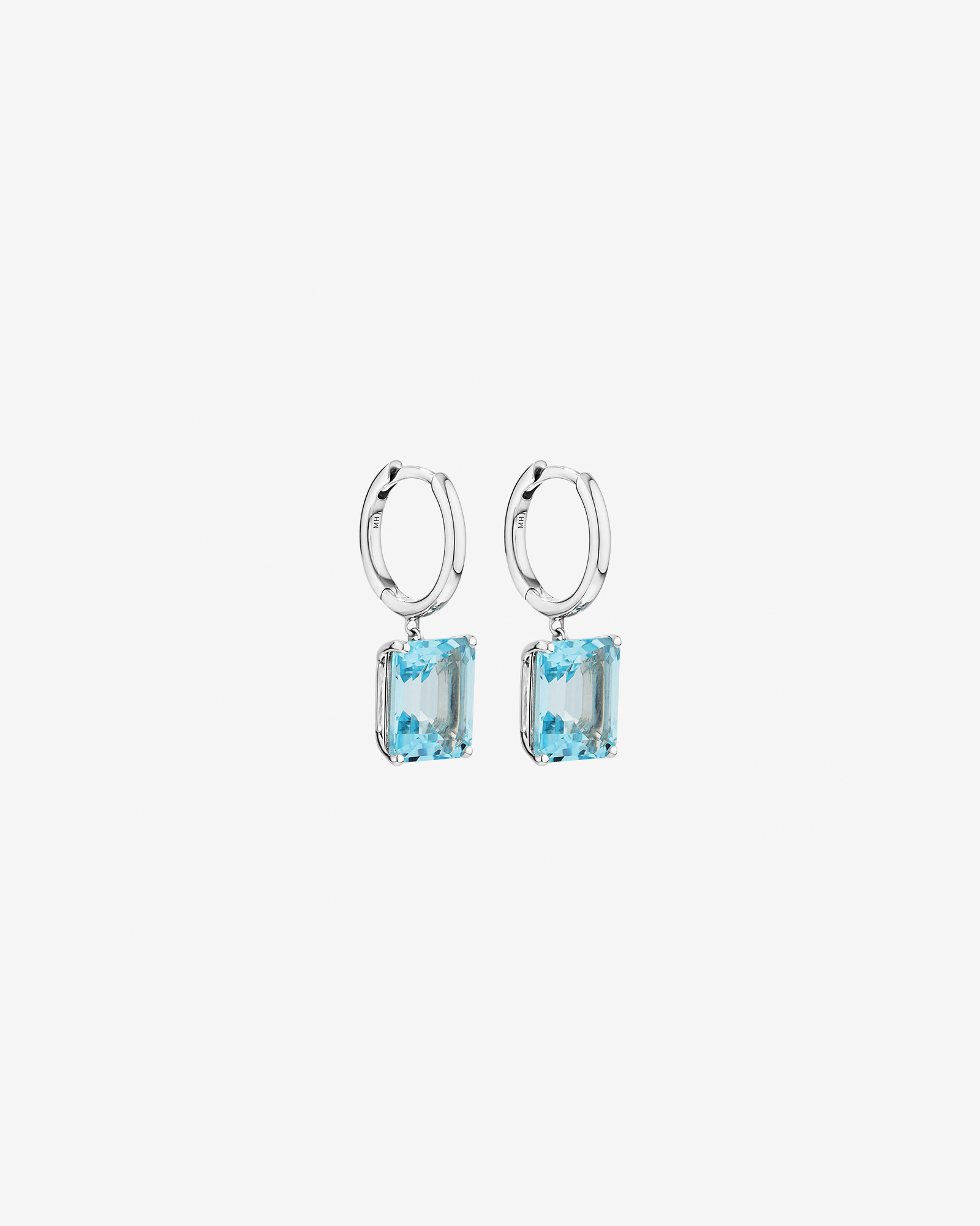 Emerald Cut Sky Blue Topaz Drop Earrings in Sterling Silver