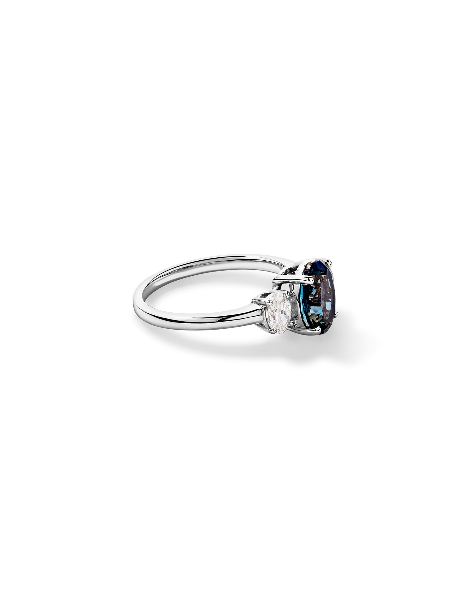 London Blue Topaz Ring with .46 Carat TW Diamonds 14kt White Gold