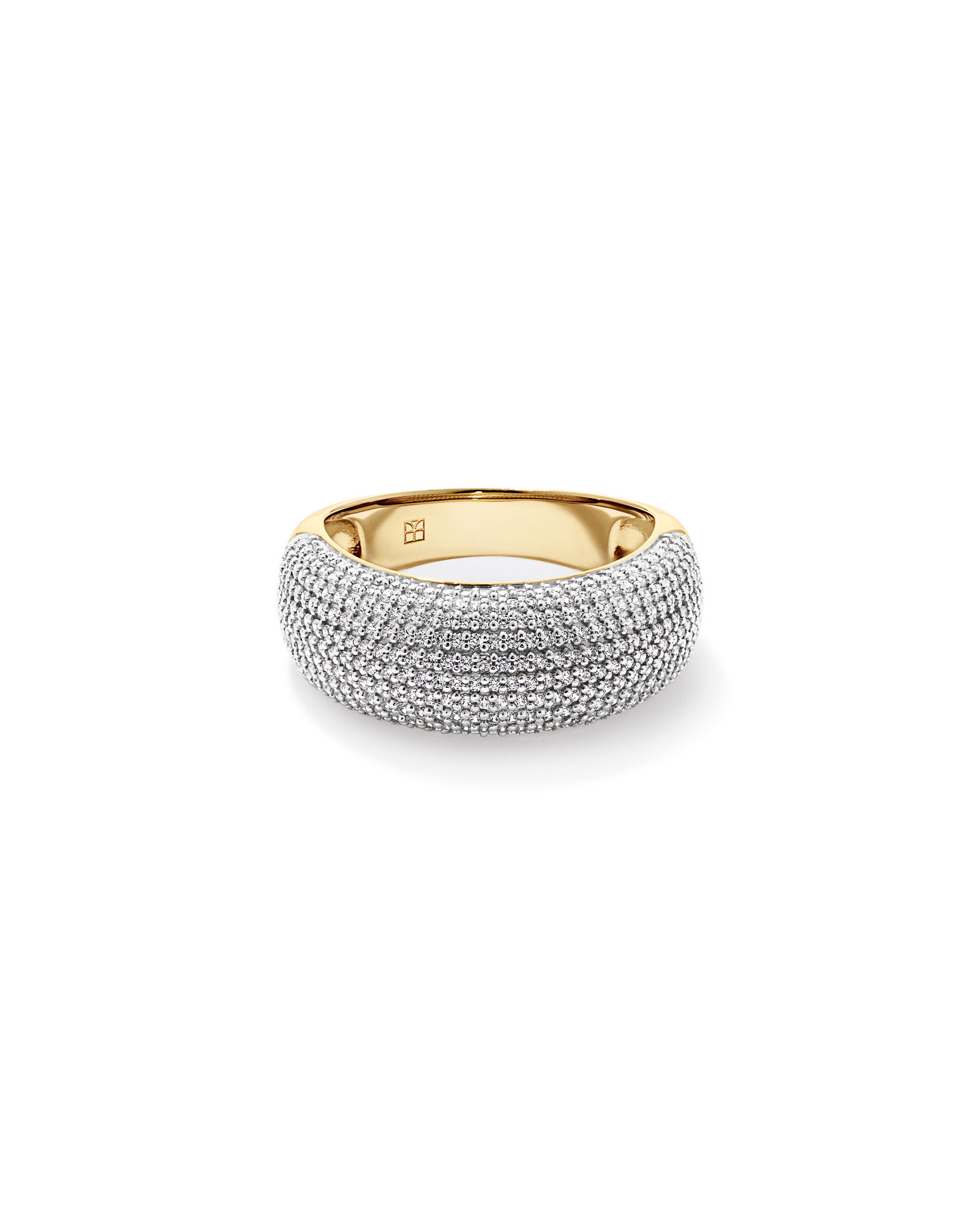 Wide Pavé Dome Ring with Cubic Zirconia in 18kt Vermeil