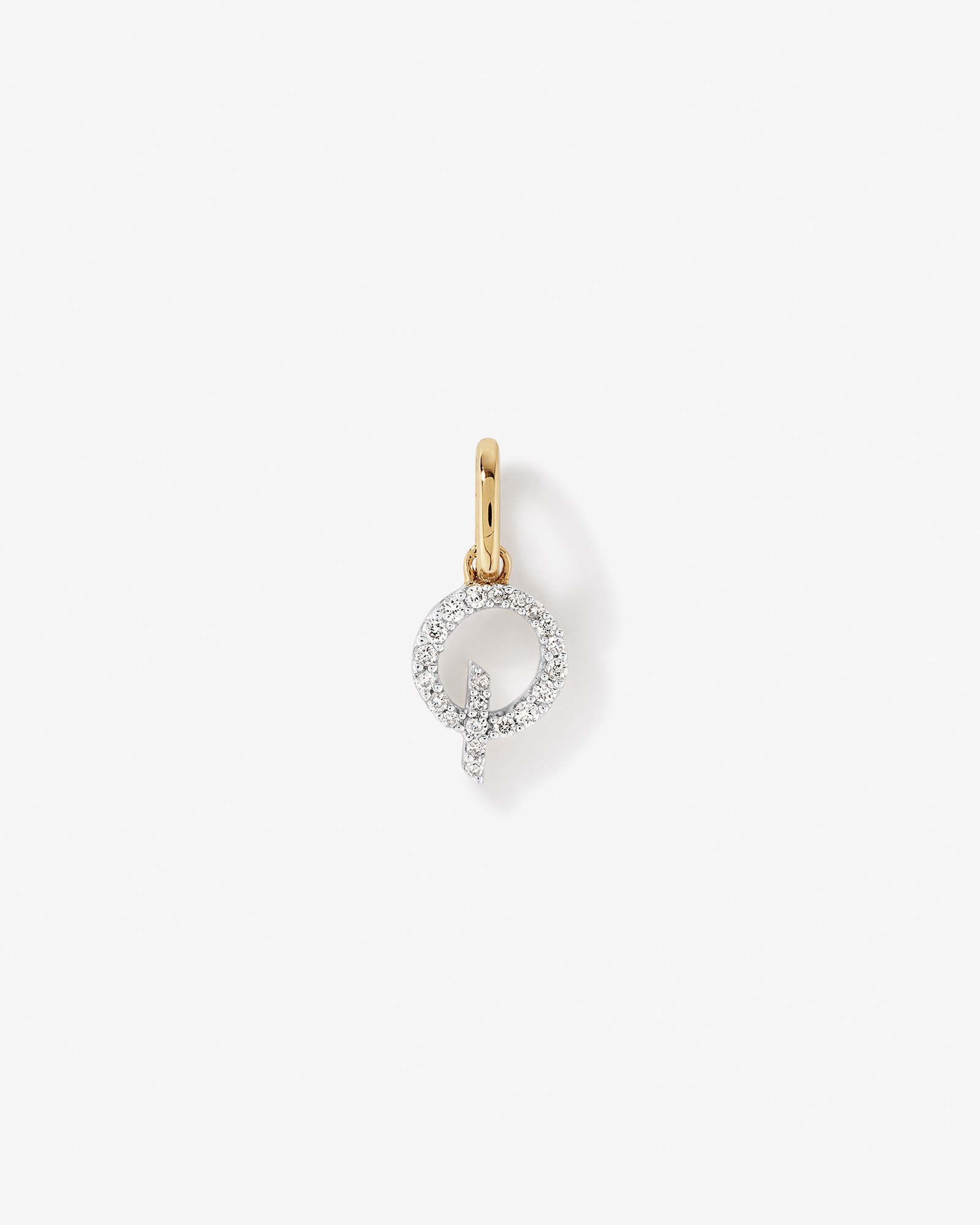 Pendentif à l’initiale de la lettre Q en diamant en or jaune 10 carats