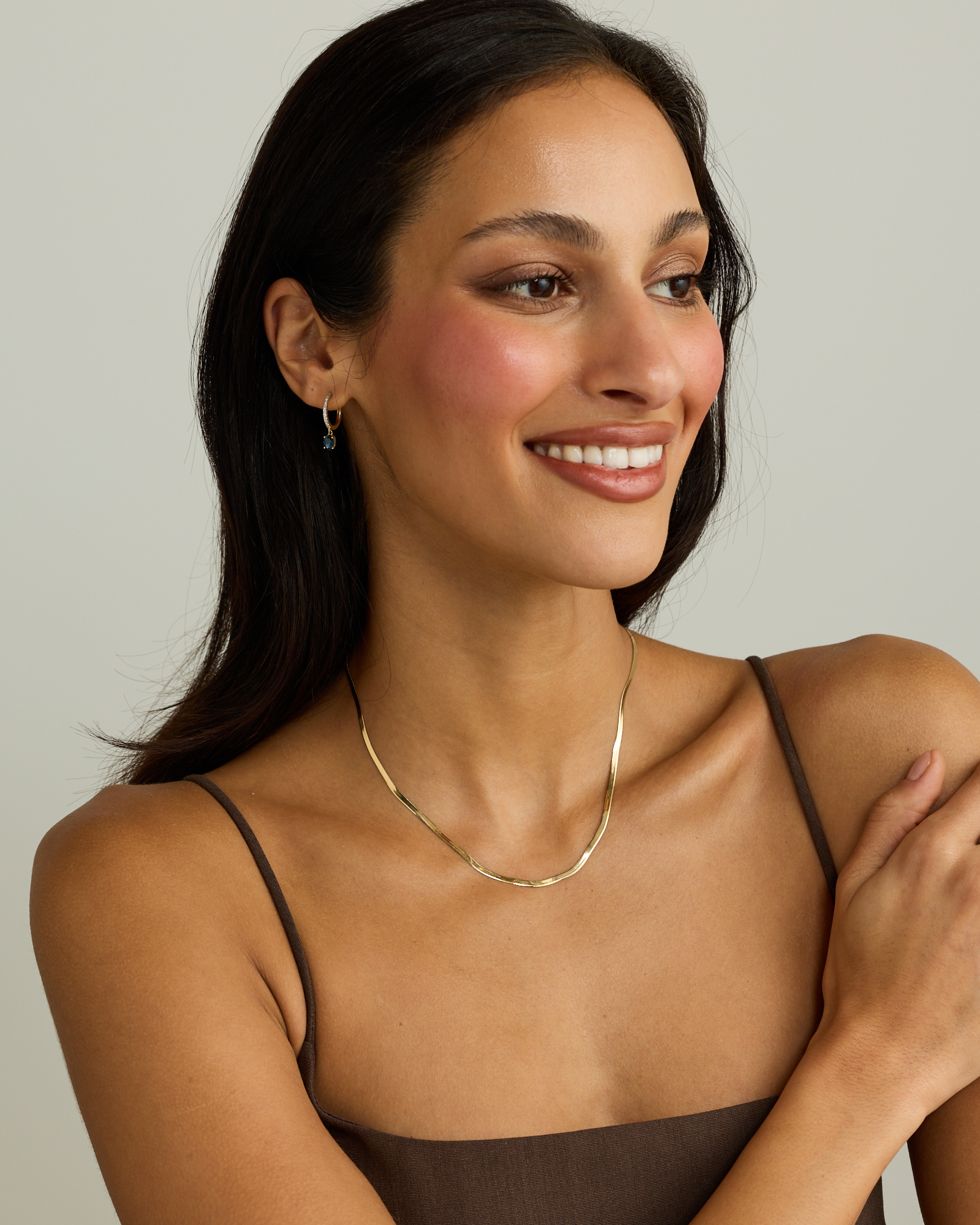Australian Sapphire Oval Cut & 0.15 Carat TW Diamond Hoop Drop Earrings in 10kt Yellow Gold with Rhodium