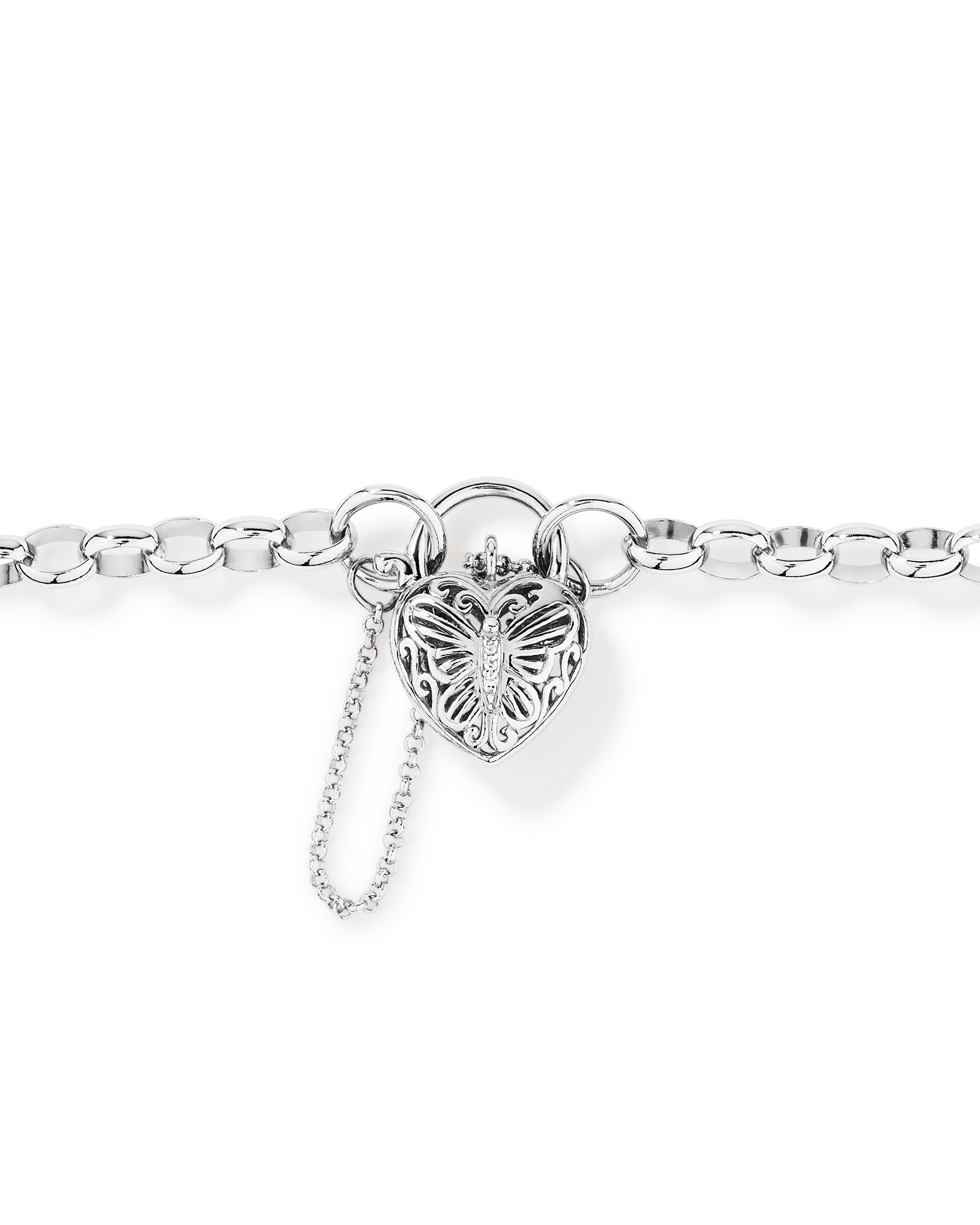 Bracelet Belcher avec Cadenas Papillon en Zircon Cubique en Argent Sterling