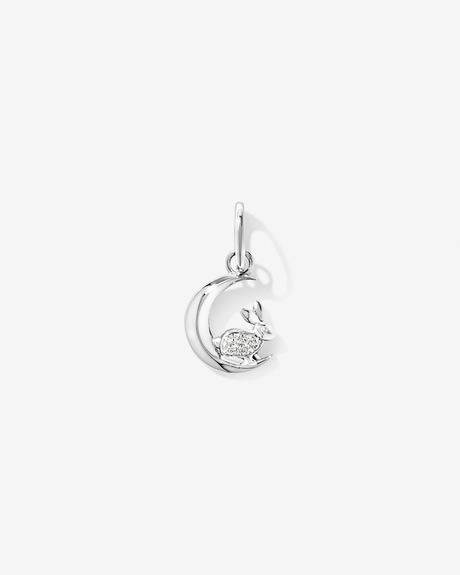 Moon Rabbit Pendant with Cubic Zirconia in Sterling Silver