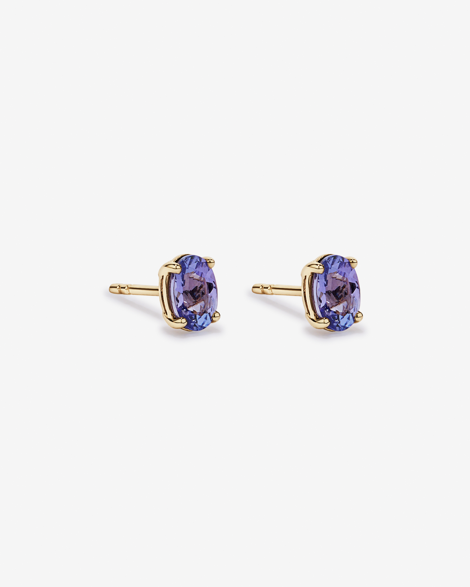 Tanzanite Solitaire Stud Earrings in 10kt Yellow Gold