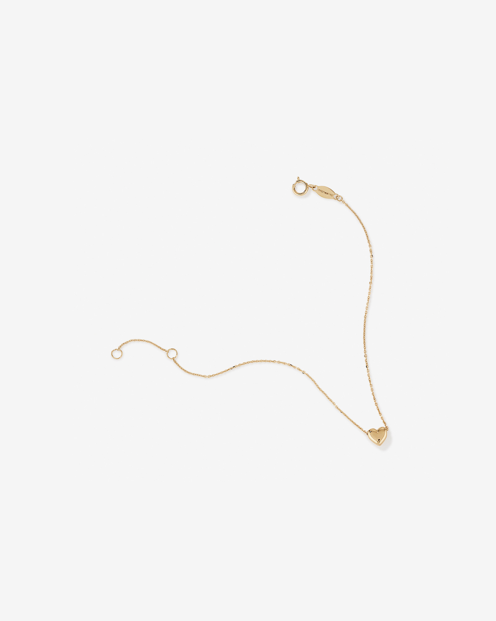 Bracelet à coulisse en or jaune 10 K de 19 cm avec cœur