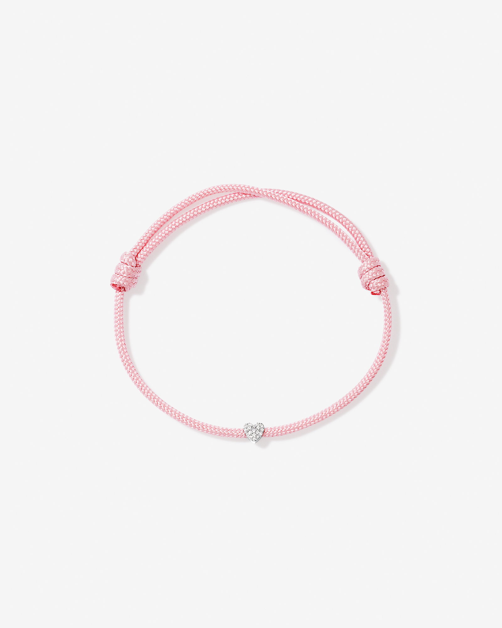 Pavé Cubic Zirconia Heart Cord Bracelet in Pastel Pink