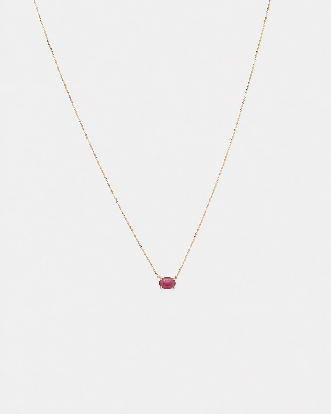 Oval East-West Ruby Necklace in 10kt Yellow Gold