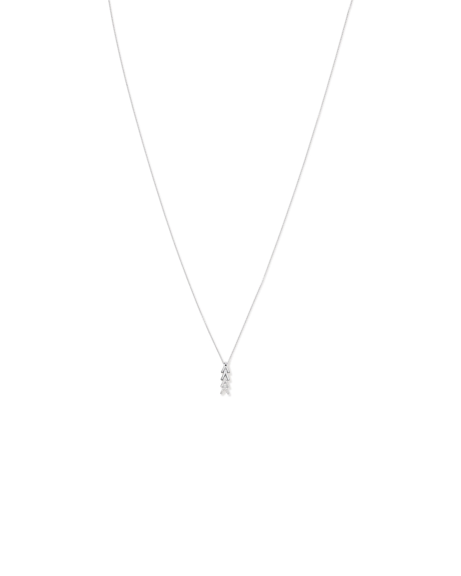 Cubic Zirconia Chevron Pendant Necklace in Sterling Silver