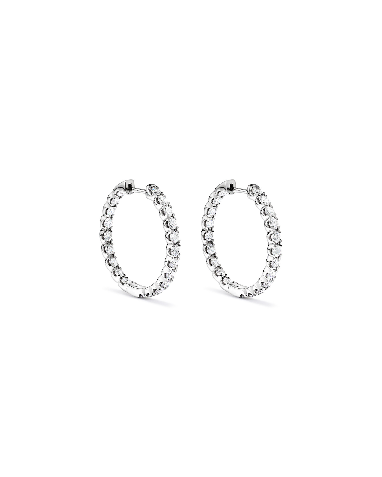 2.00TW Lab Diamond Inside Out Hoop Earrings in Silver -Medium