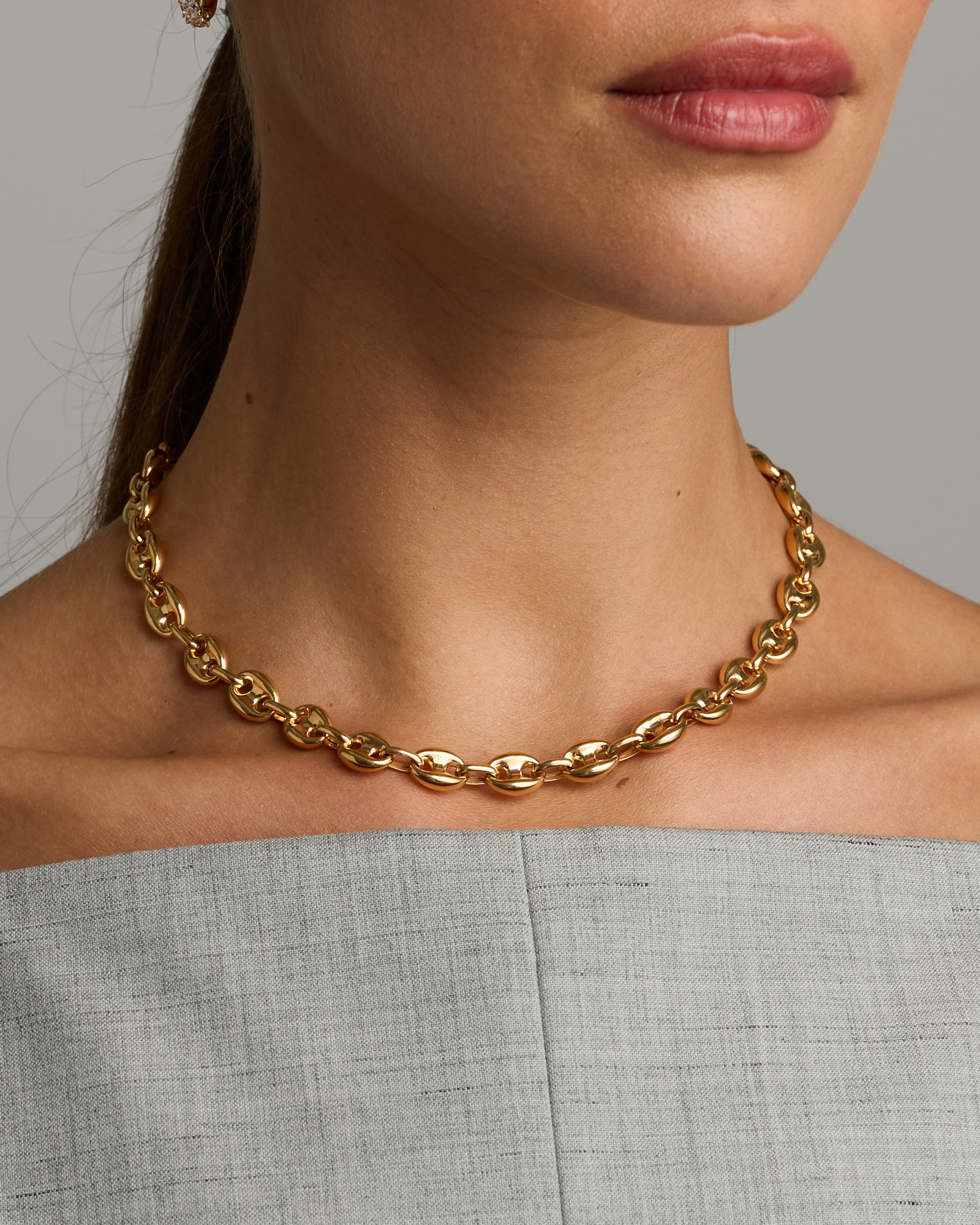 Puff Anchor Chain Necklace in 18kt Gold Vermeil