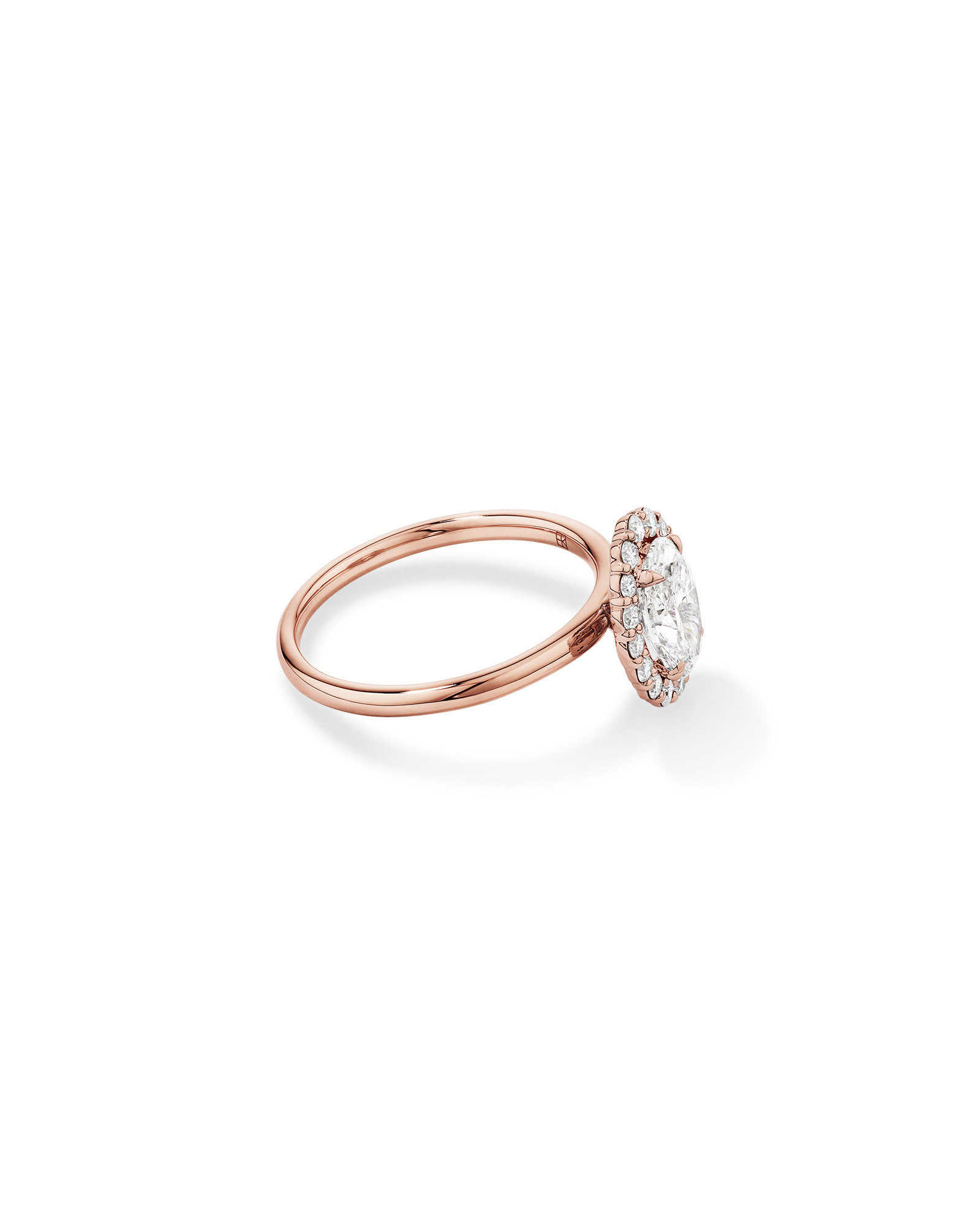 1.46 Carat TW Oval Cut Laboratory-Grown Diamond Halo Engagement Ring in 14kt Rose Gold