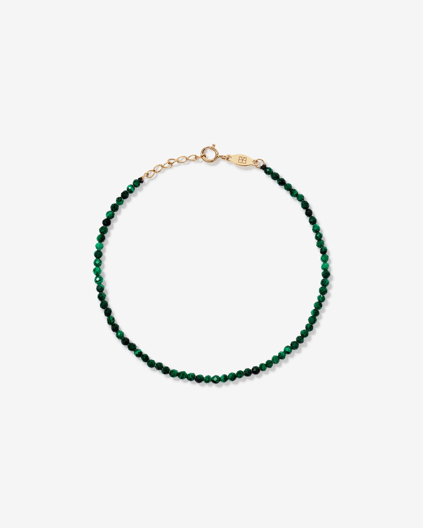Malachite Bead Bracelet in 10kt Yellow Gold