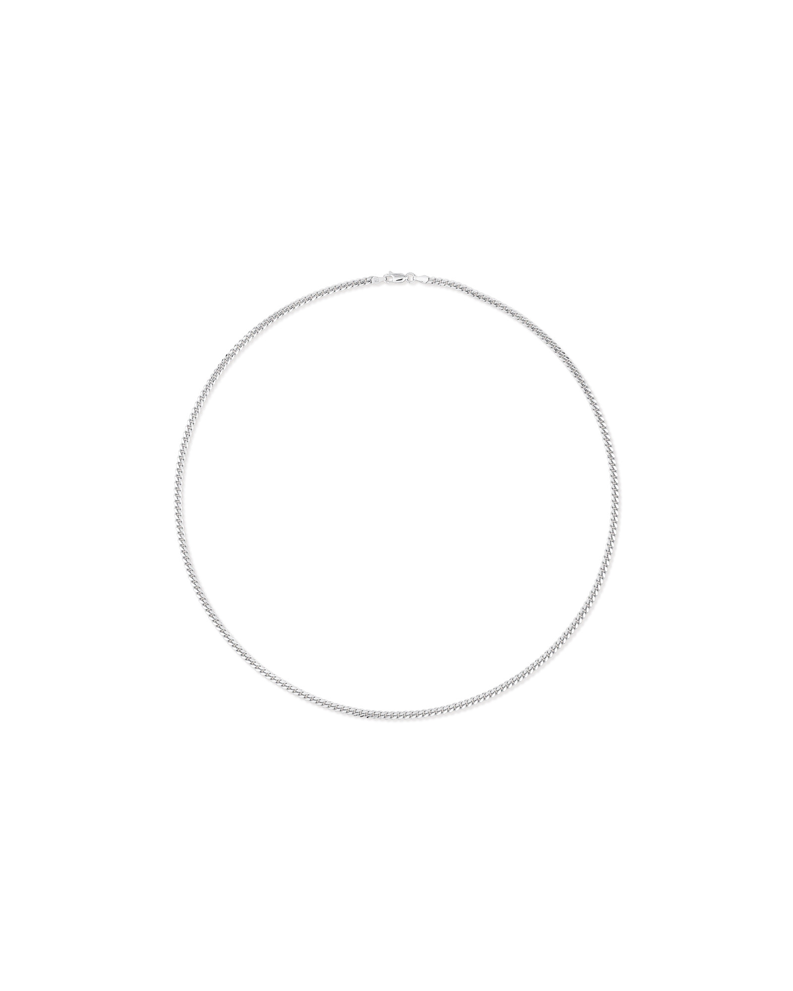 55cm (22") 3.5mm Width Miami Curb Chain Necklace in Sterling Silver