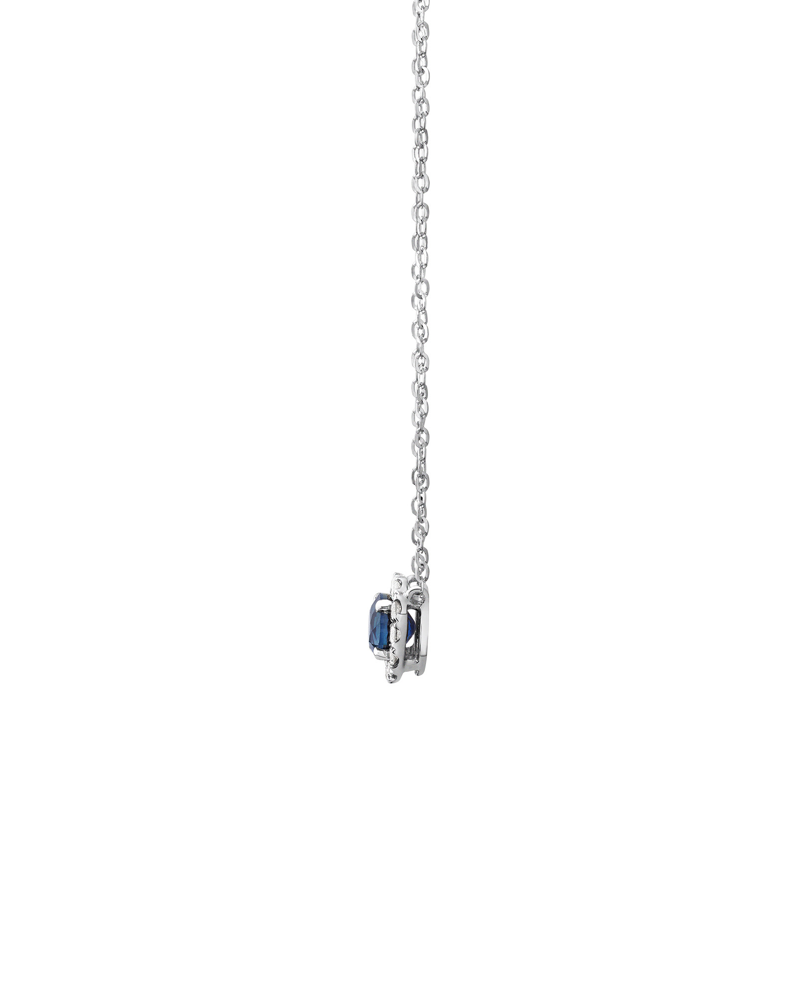 Pendentif en or blanc 10 K avec saphir et diamants totalisant 0,14 ct