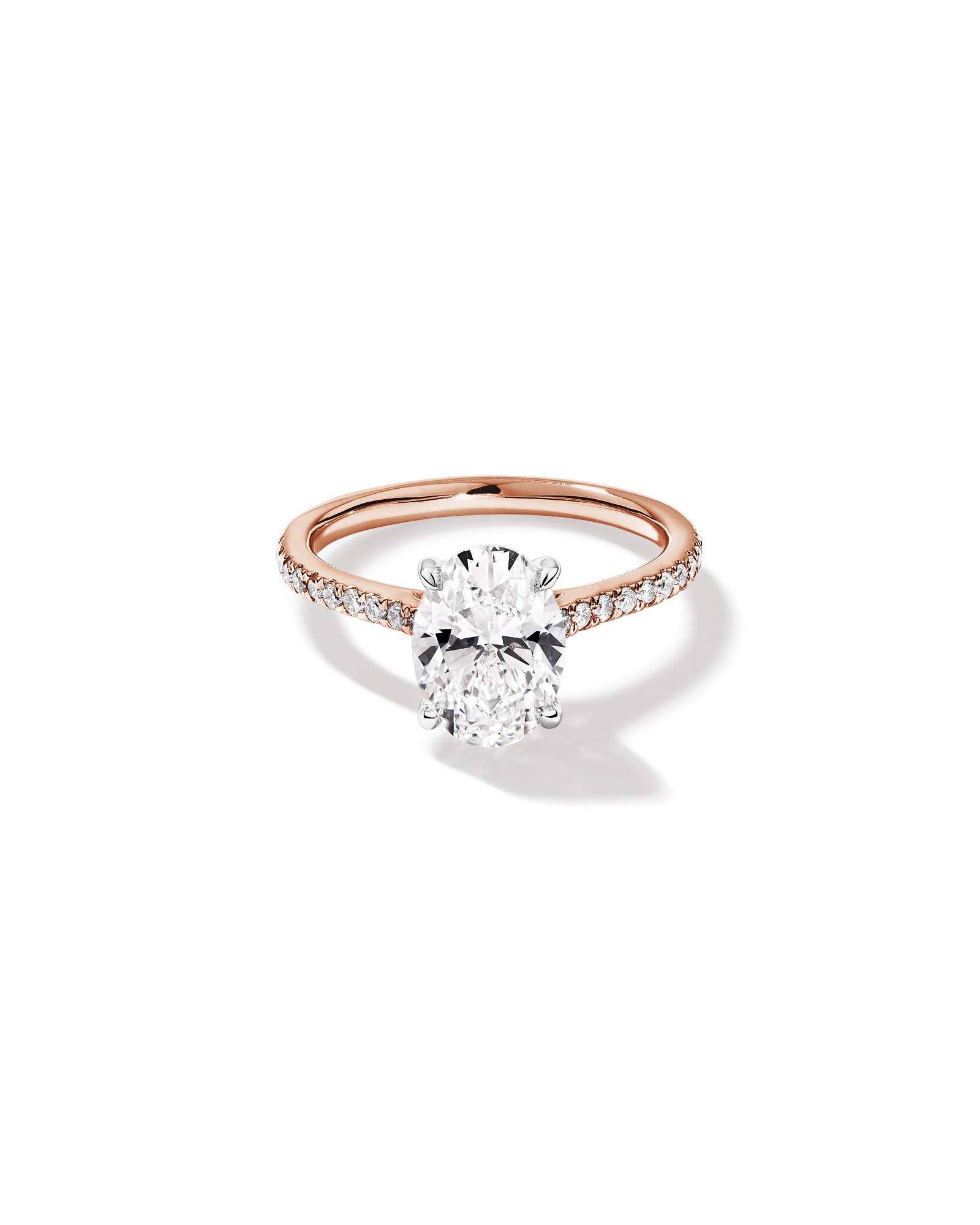 2.20 Carat TW Oval Cut Laboratory-Grown Diamond Engagement Ring 14kt Rose & White Gold