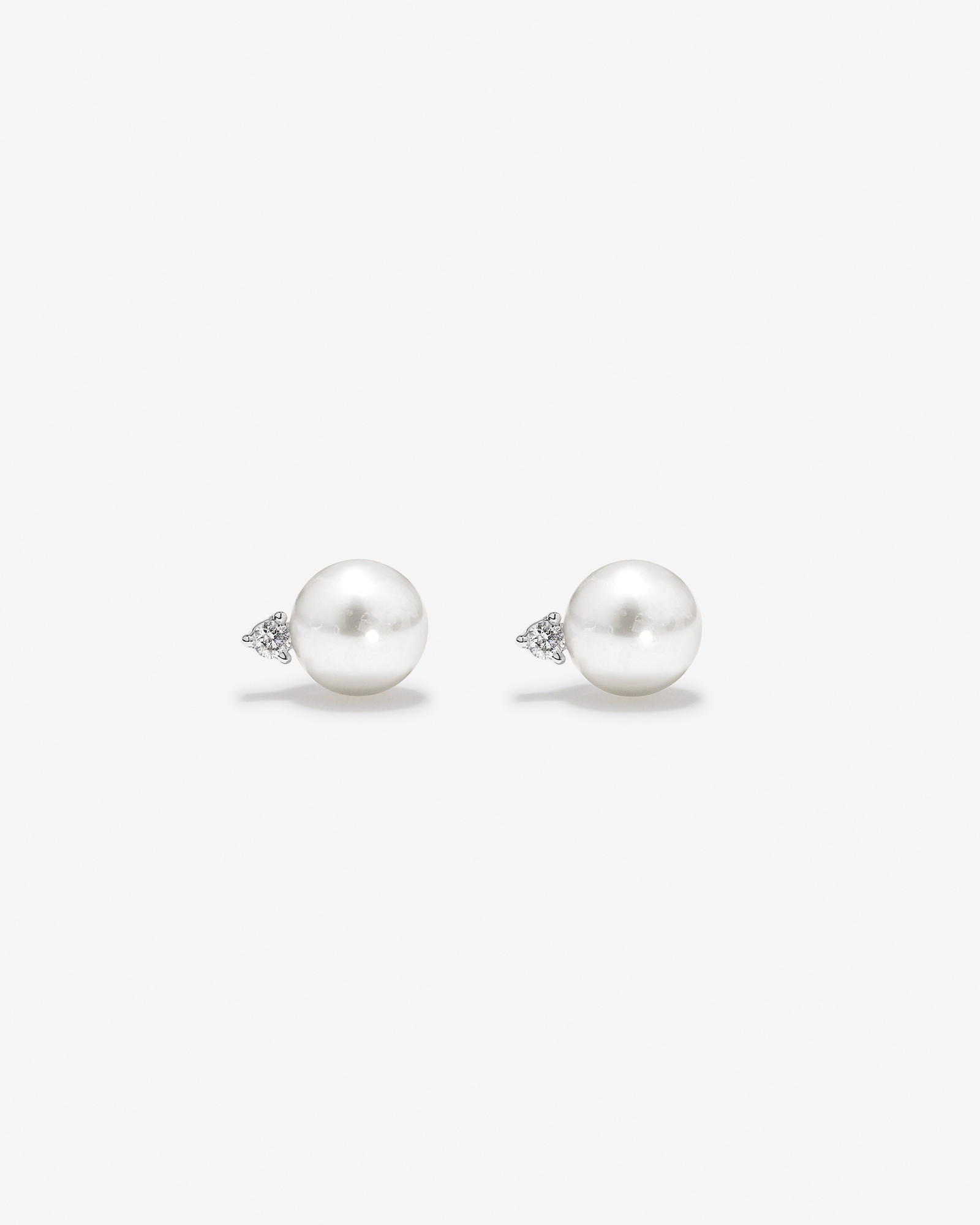 5mm Cultured Freshwater Pearl and Diamond Stud Earrings in Sterling Silver